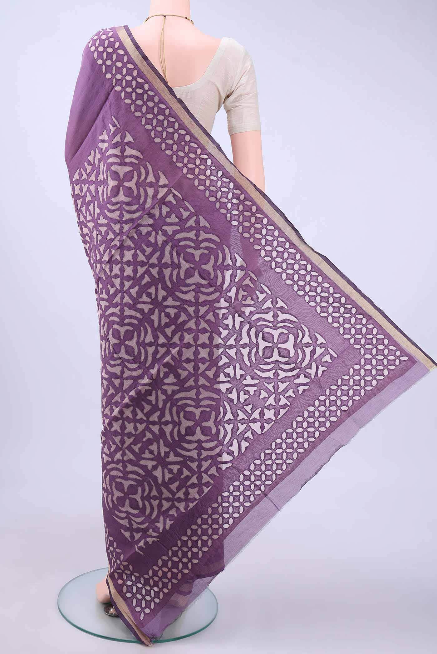 Purple Chanderi Silk Saree