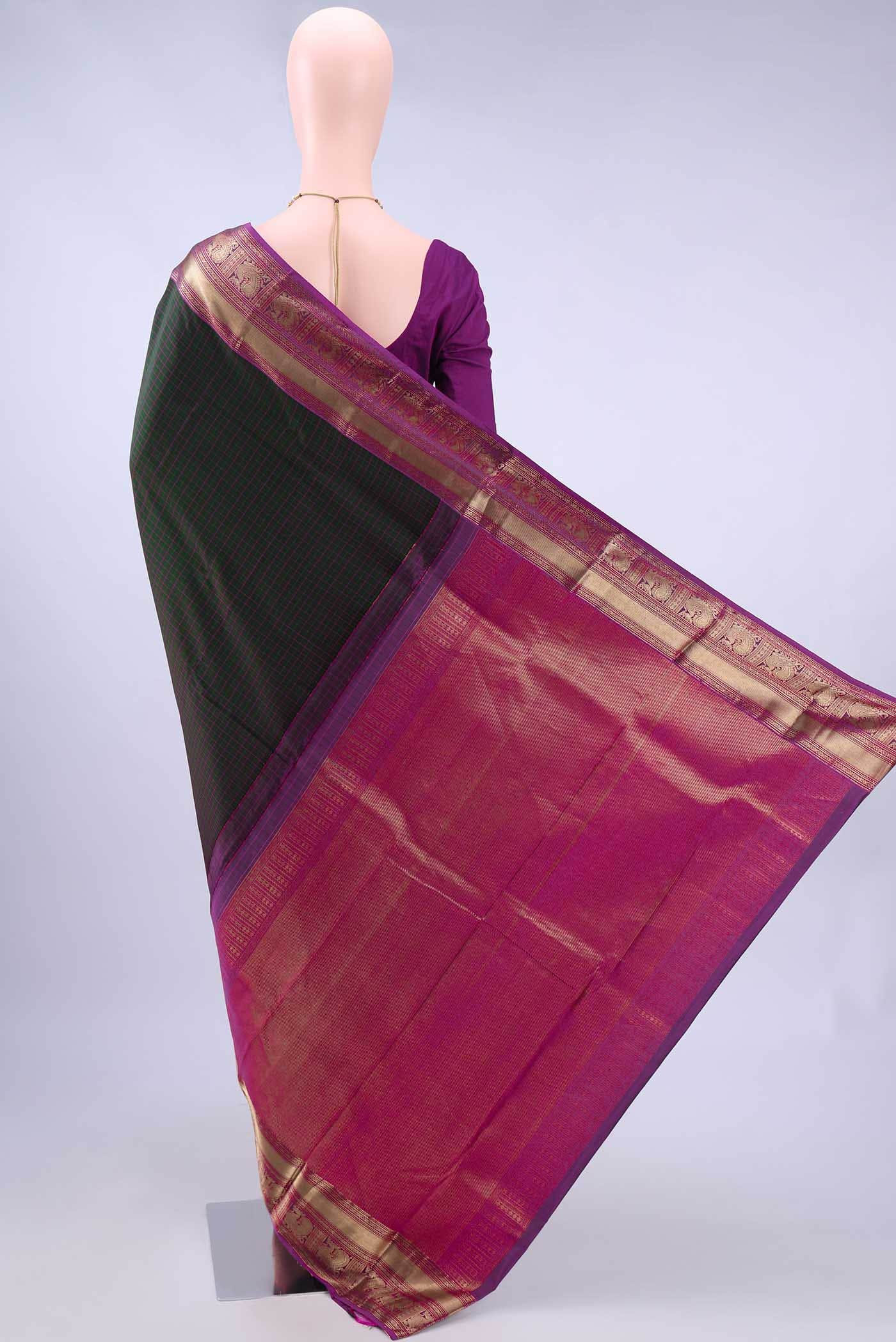 Bottle Green Kanchipuram Silk Saree