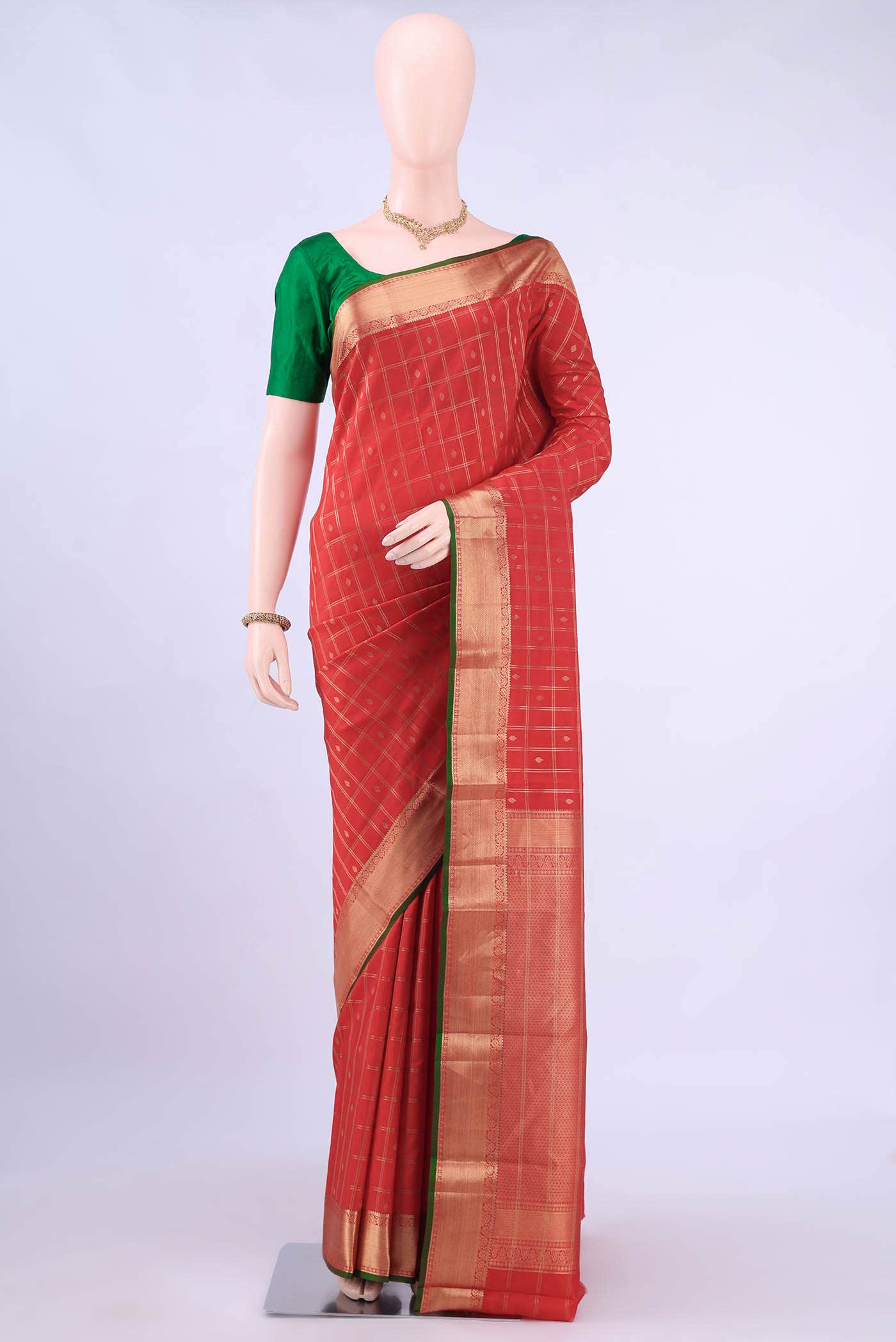 Red Dual Tone Nangavalli Silk [ Salem ] Saree