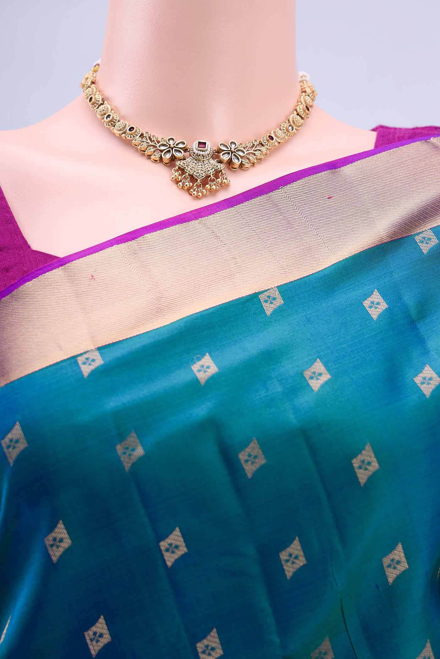 Peacock Blue Nangavalli Silk [ Salem ] Saree