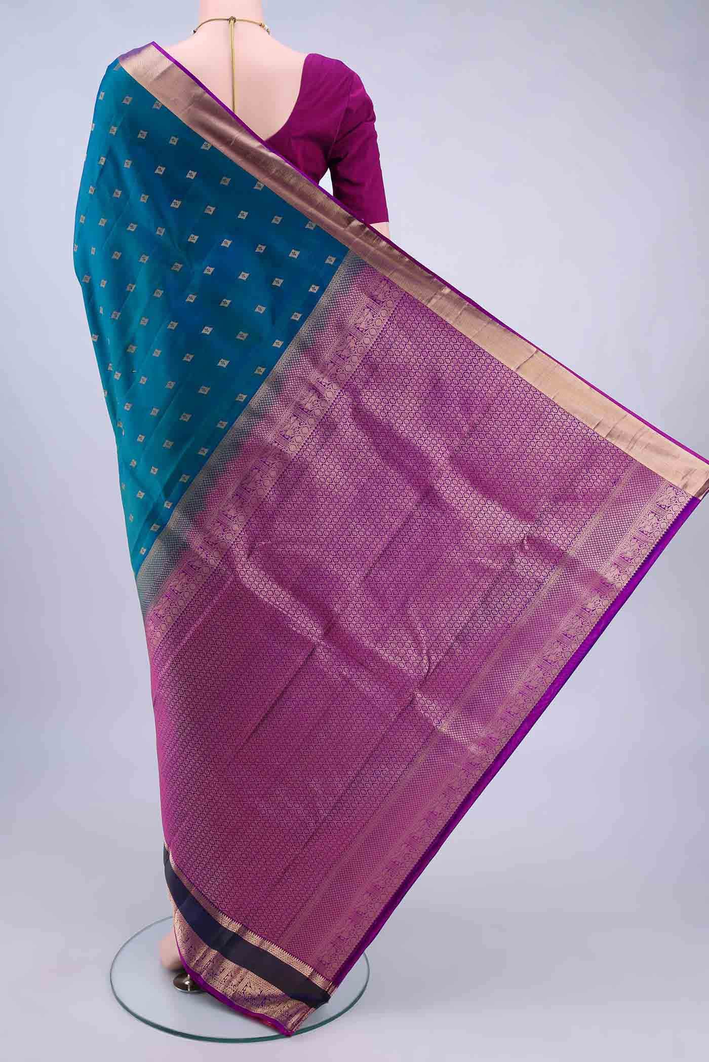 Peacock Blue Nangavalli Silk [ Salem ] Saree