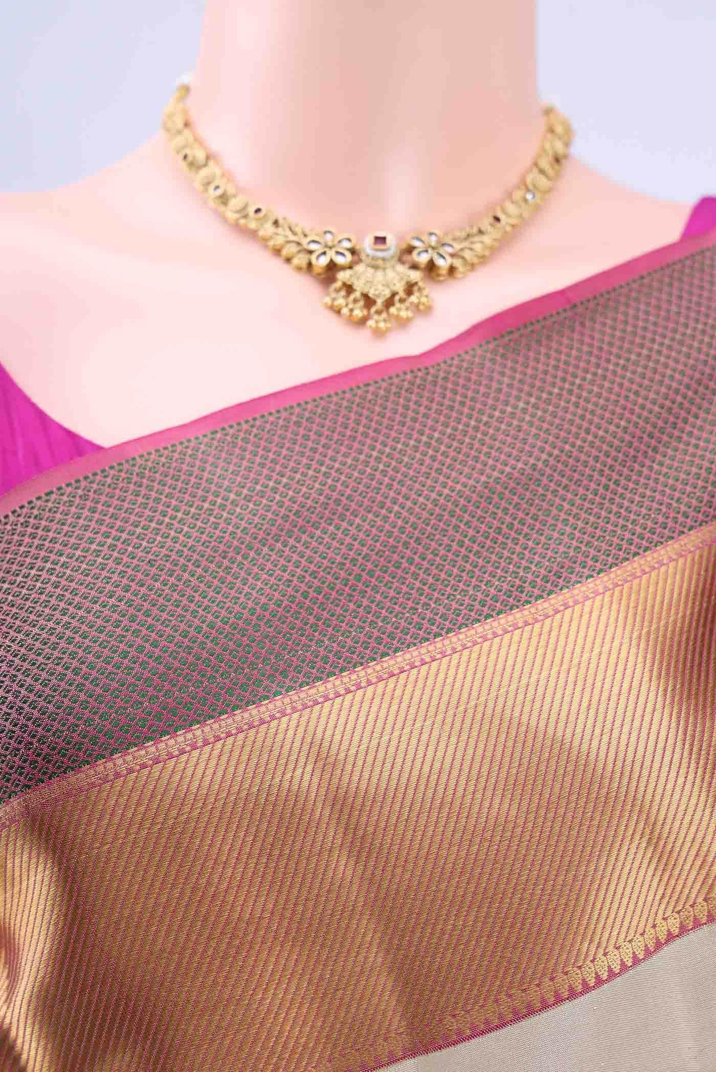 Beige Dual Tone Nangavalli Silk [ Salem ] Saree