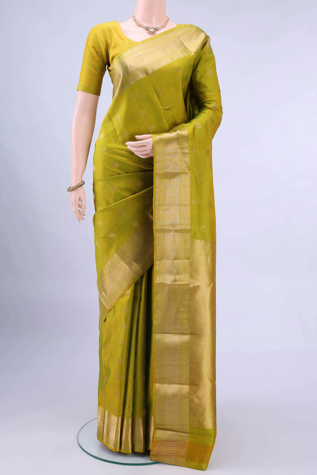 Parrot Green Kanchipuram Saree
