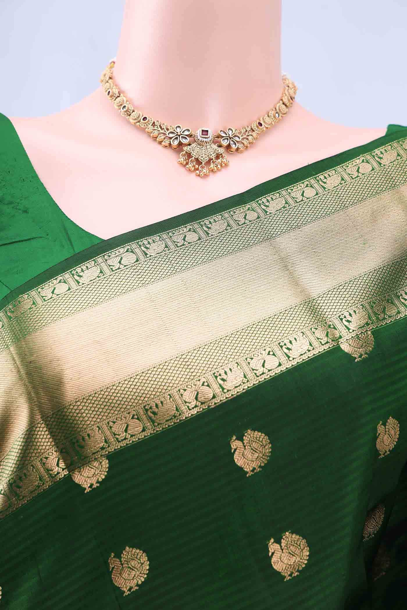 Bottle Green Nangavalli Silk [ Salem ] Saree