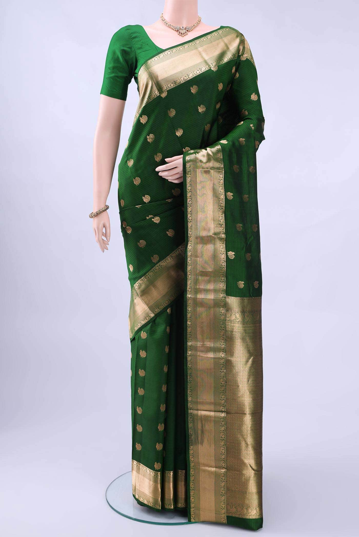 Bottle Green Nangavalli Silk [ Salem ] Saree