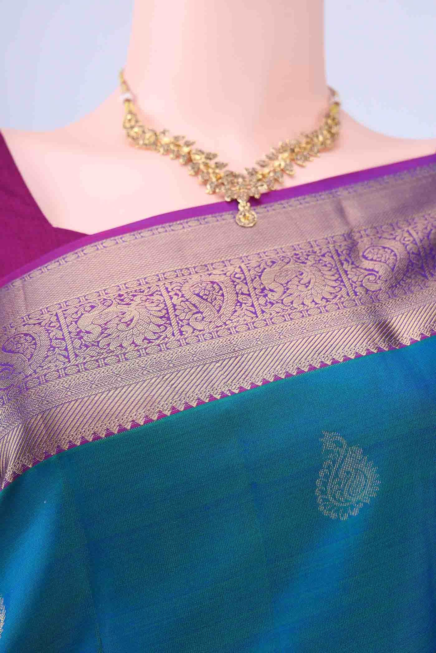 Peacock Blue Dual Tone Nangavalli Silk [ Salem ] Saree