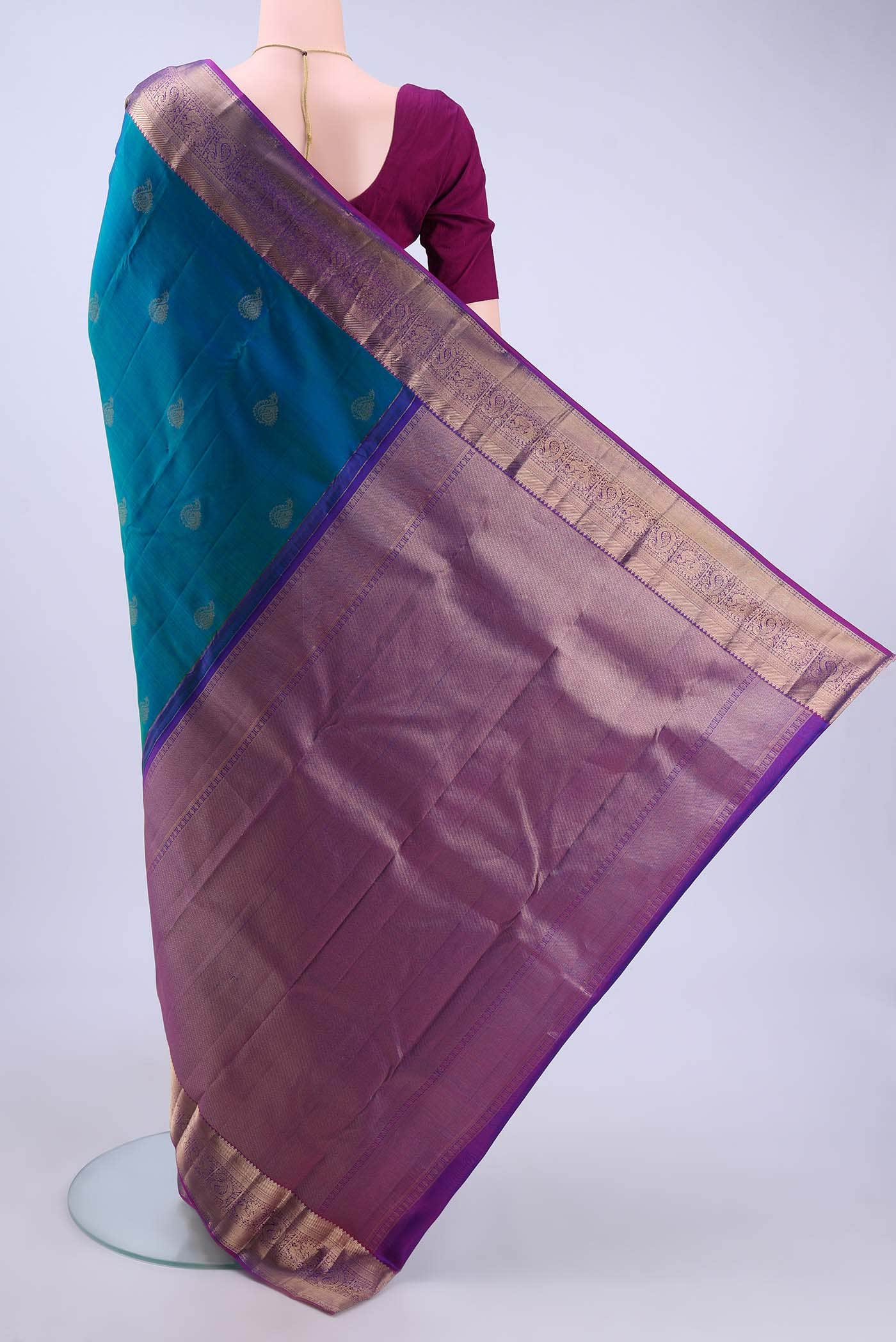 Peacock Blue Dual Tone Nangavalli Silk [ Salem ] Saree