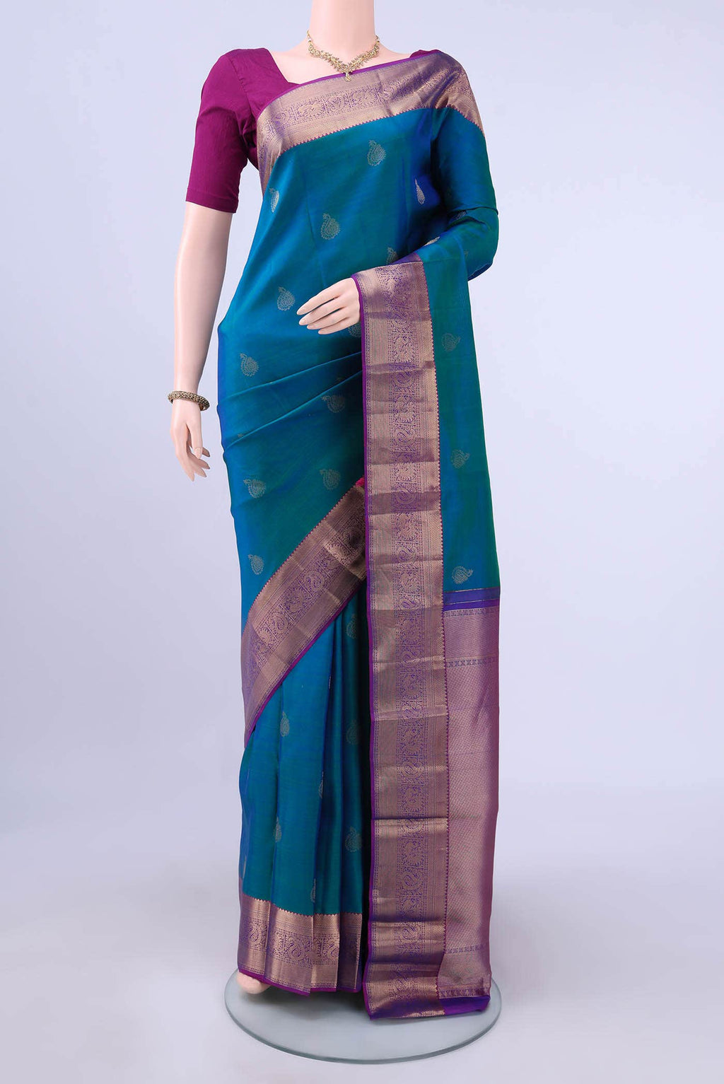 Peacock Blue Dual Tone Nangavalli Silk [ Salem ] Saree