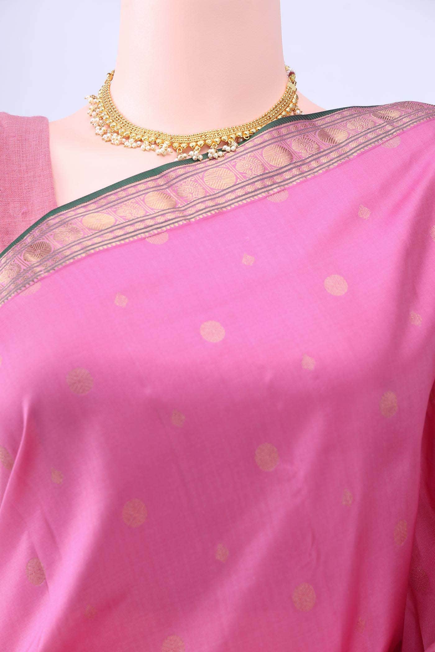 Rose pink Nangavalli Silk [ Salem ] Saree