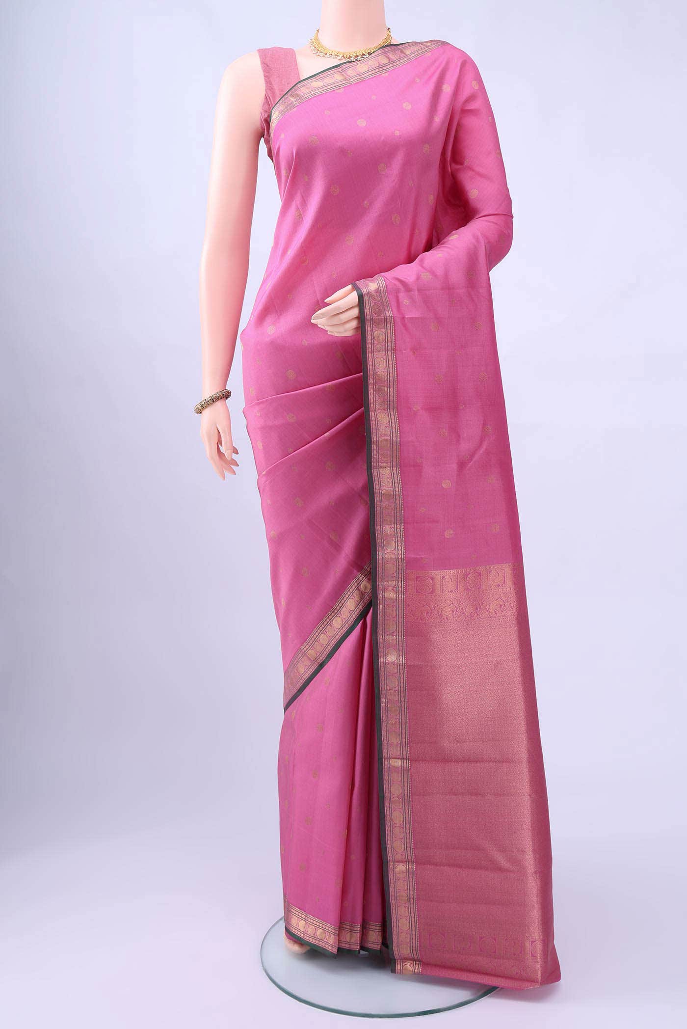 Rose pink Nangavalli Silk [ Salem ] Saree