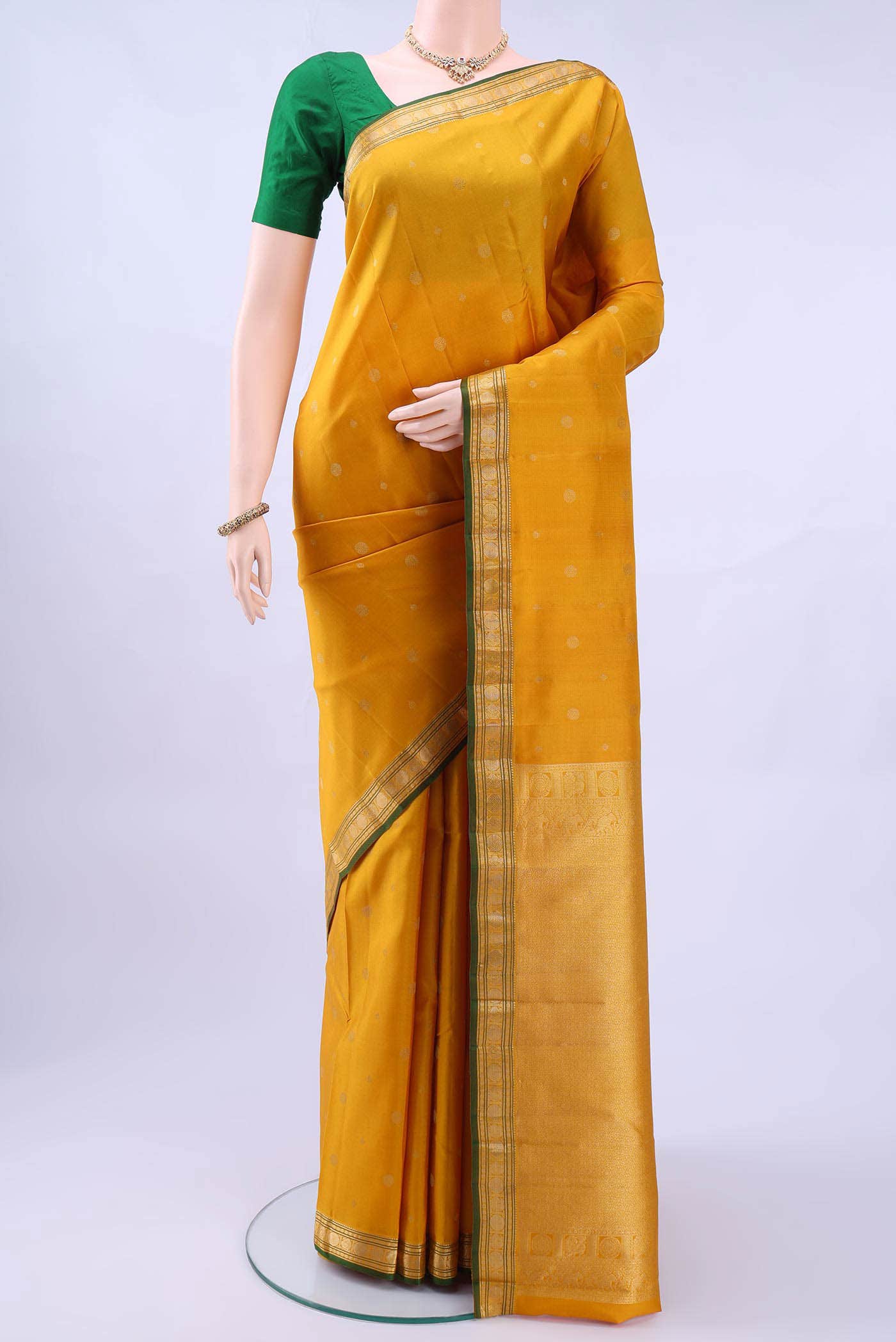 Mustard Nangavalli Silk [ Salem ] Saree
