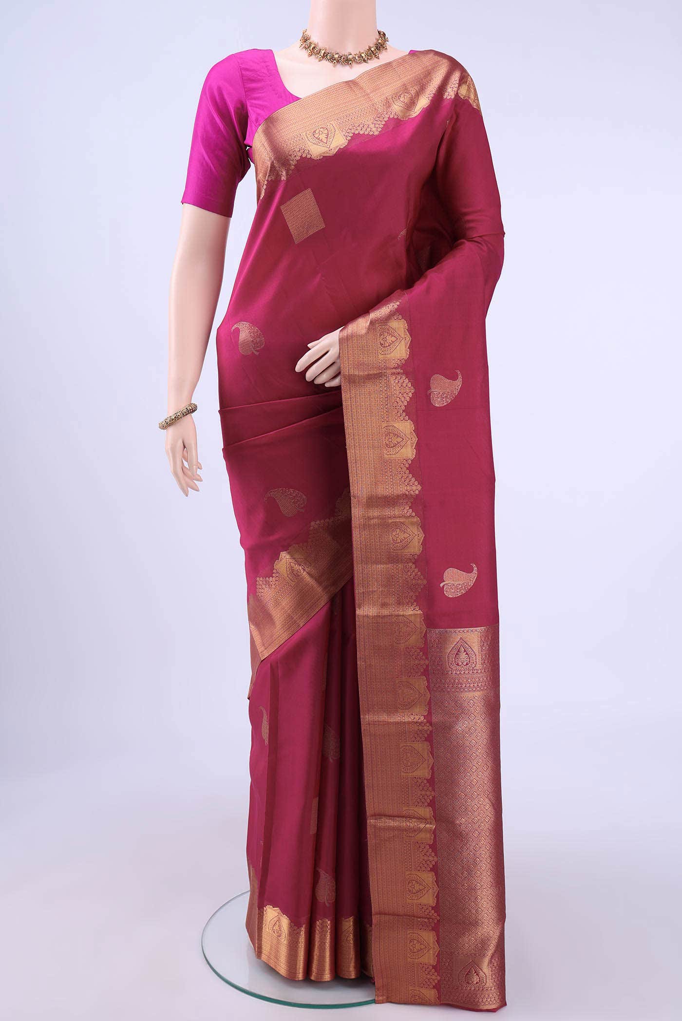 Dark Pink Nangavalli Silk [ Salem ] Saree