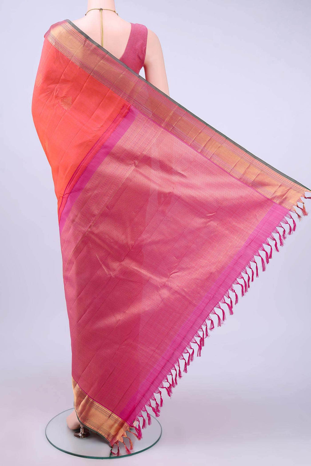 Brick Orange Dual Tone Nangavalli Silk [ Salem ] Saree