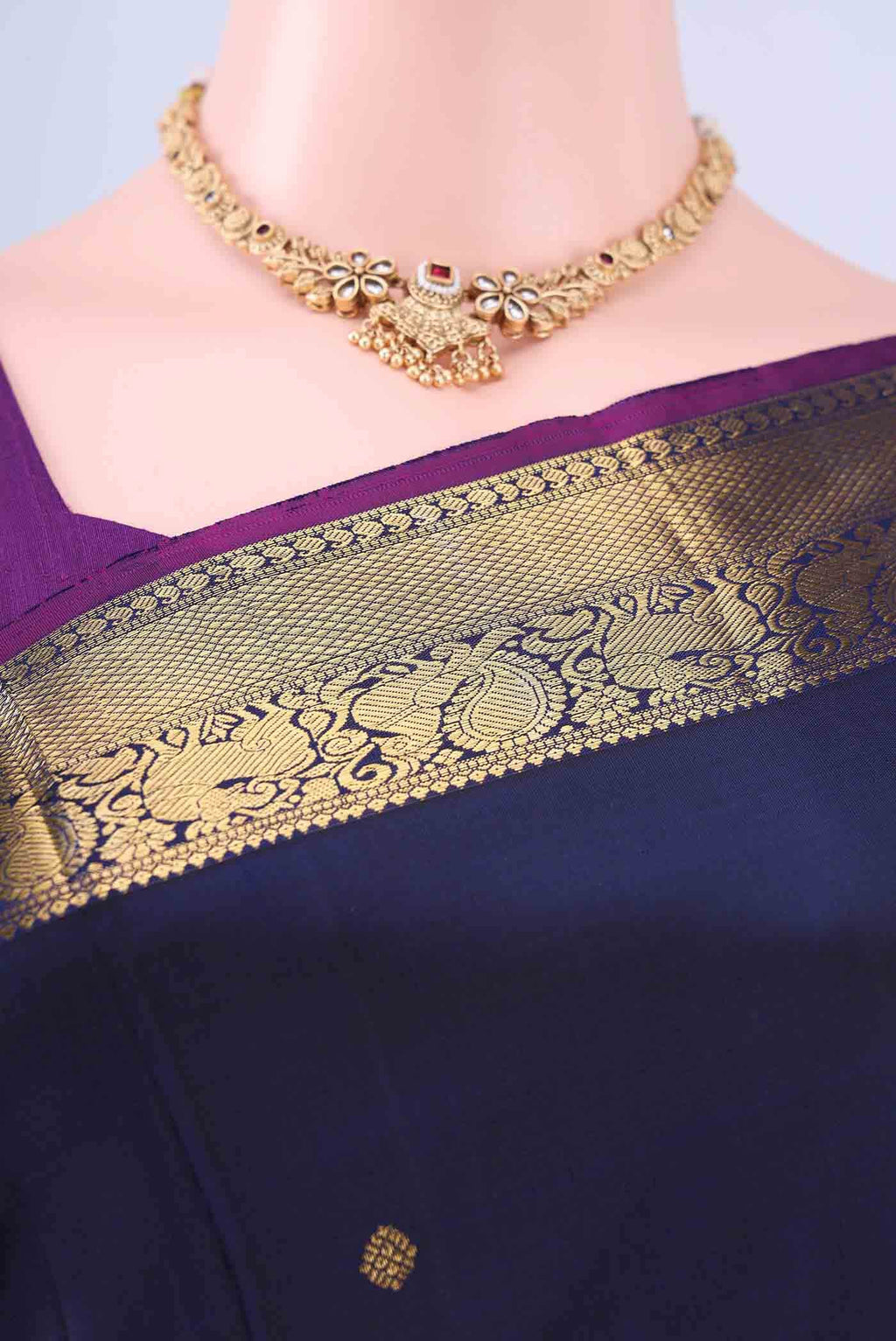 Navy Blue Kanchipuram Saree