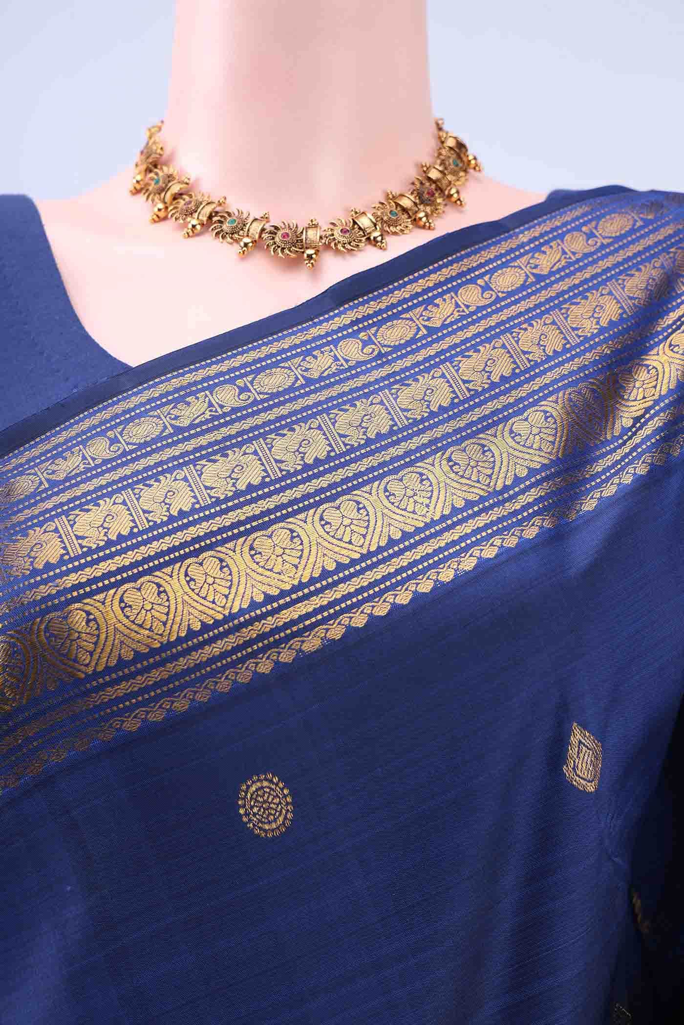 Navy Blue Kanchipuram Saree