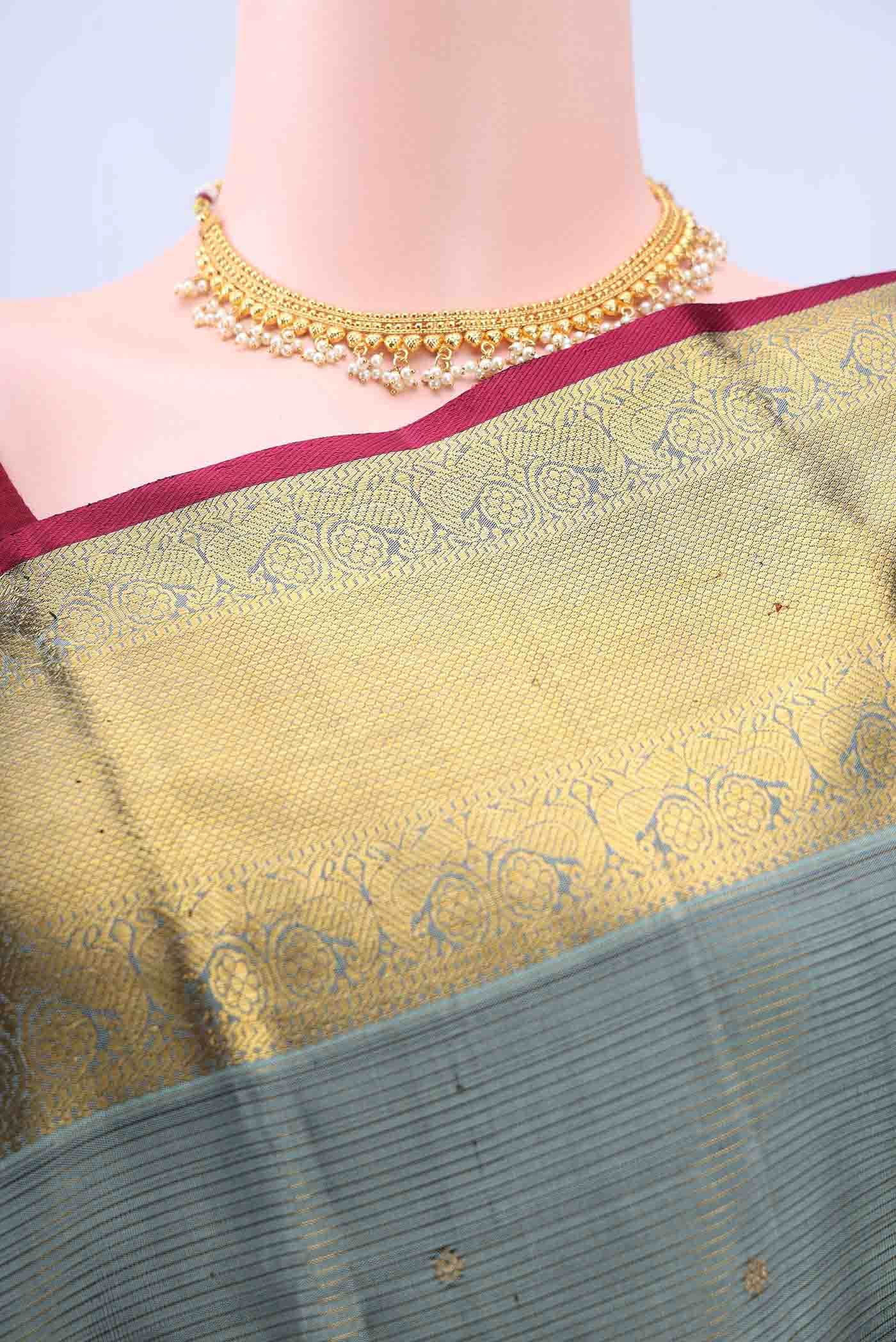 Davys Grey Kanchipuram Saree