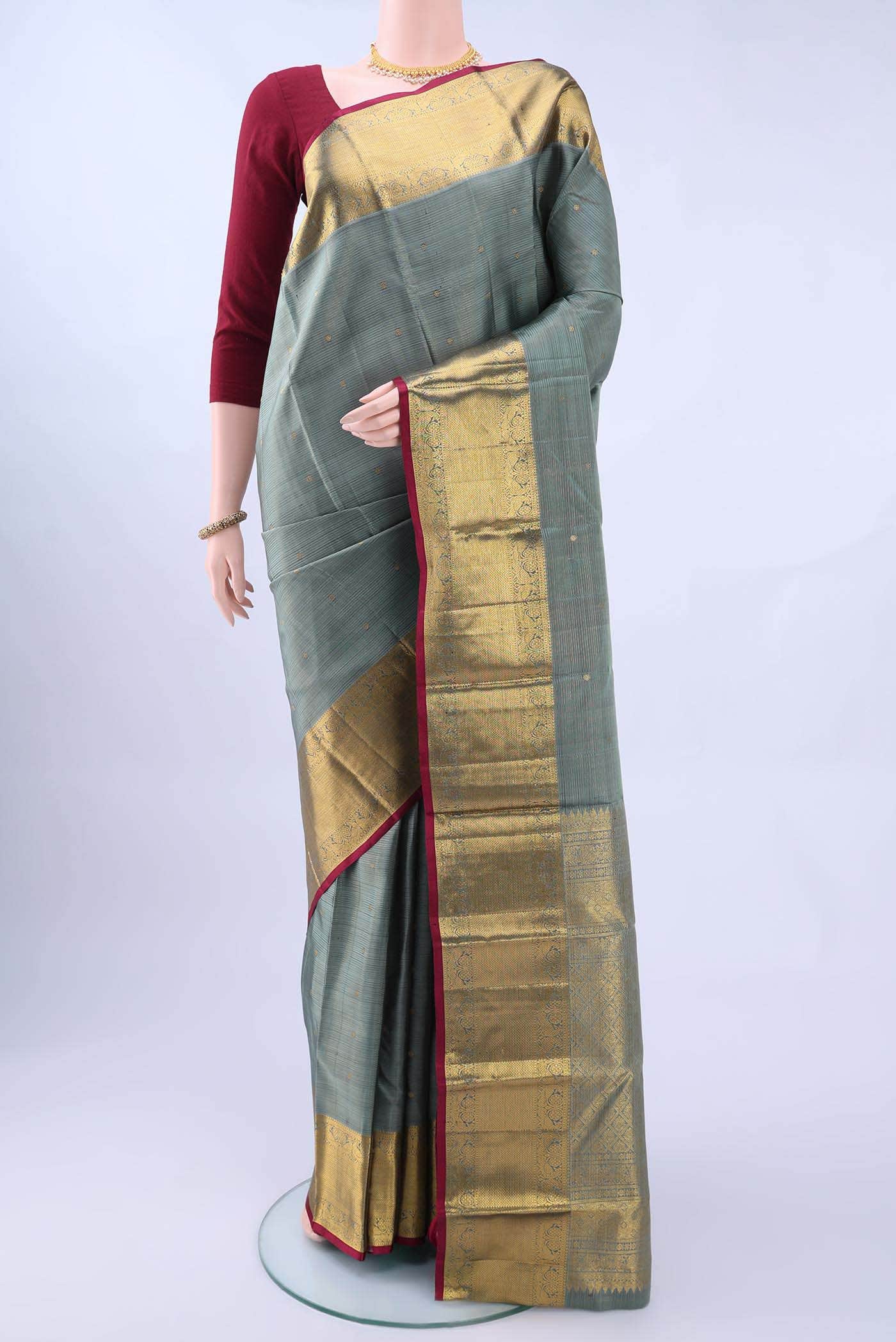 Davys Grey Kanchipuram Saree