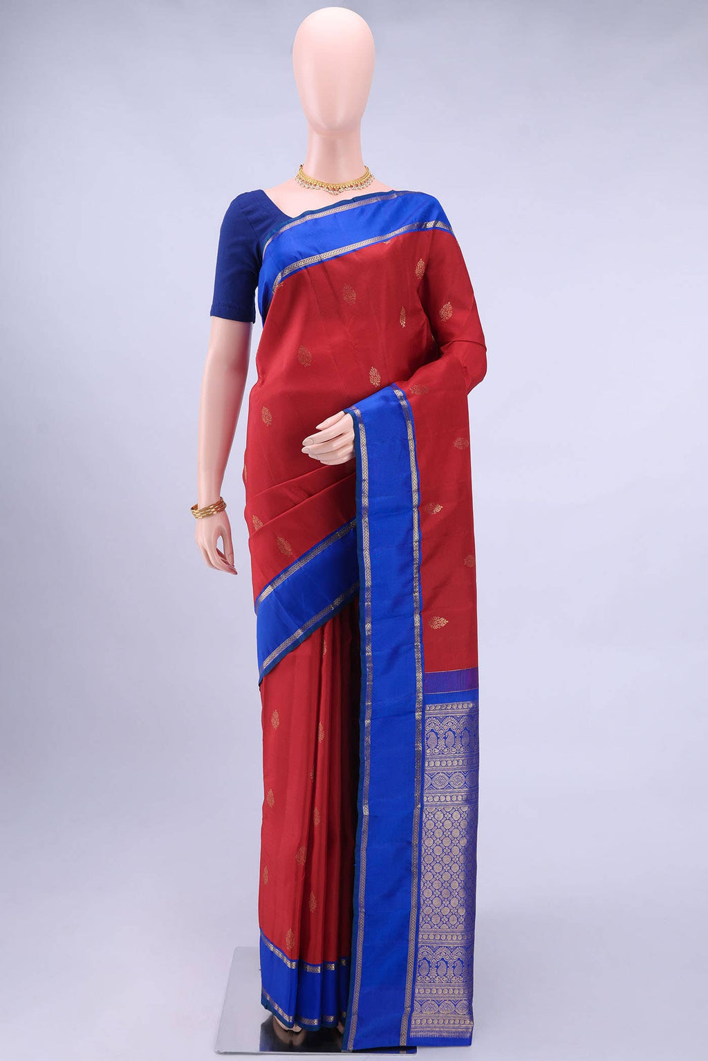 Deep Red Kanchipuram Silk Saree
