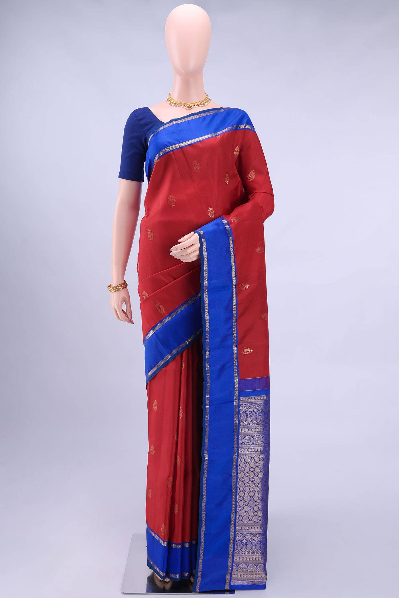 Deep Red Kanchipuram Silk Saree