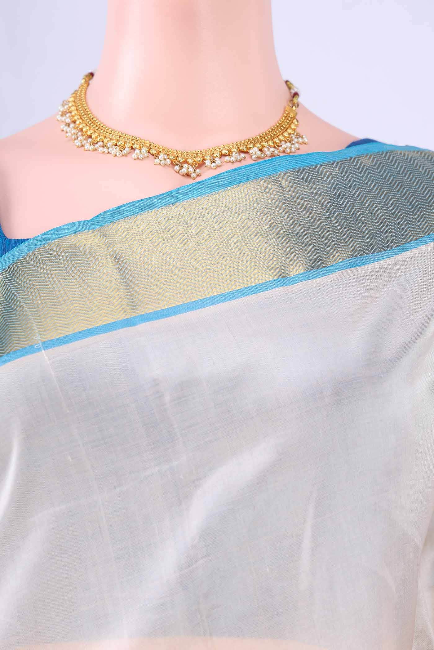 Off White Coimbatore Silk Cotton Saree