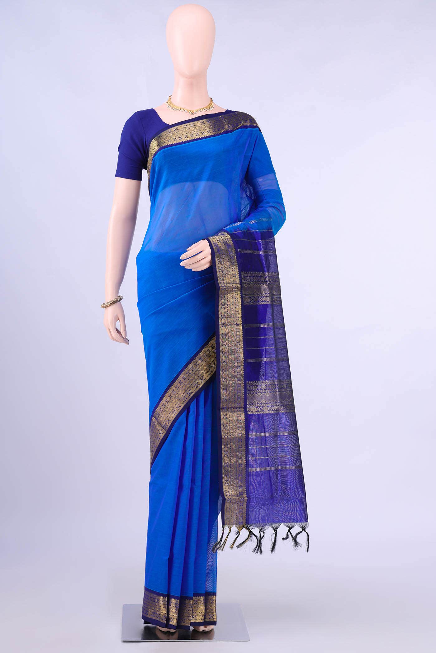 Blue Coimbatore Silk Cotton Saree