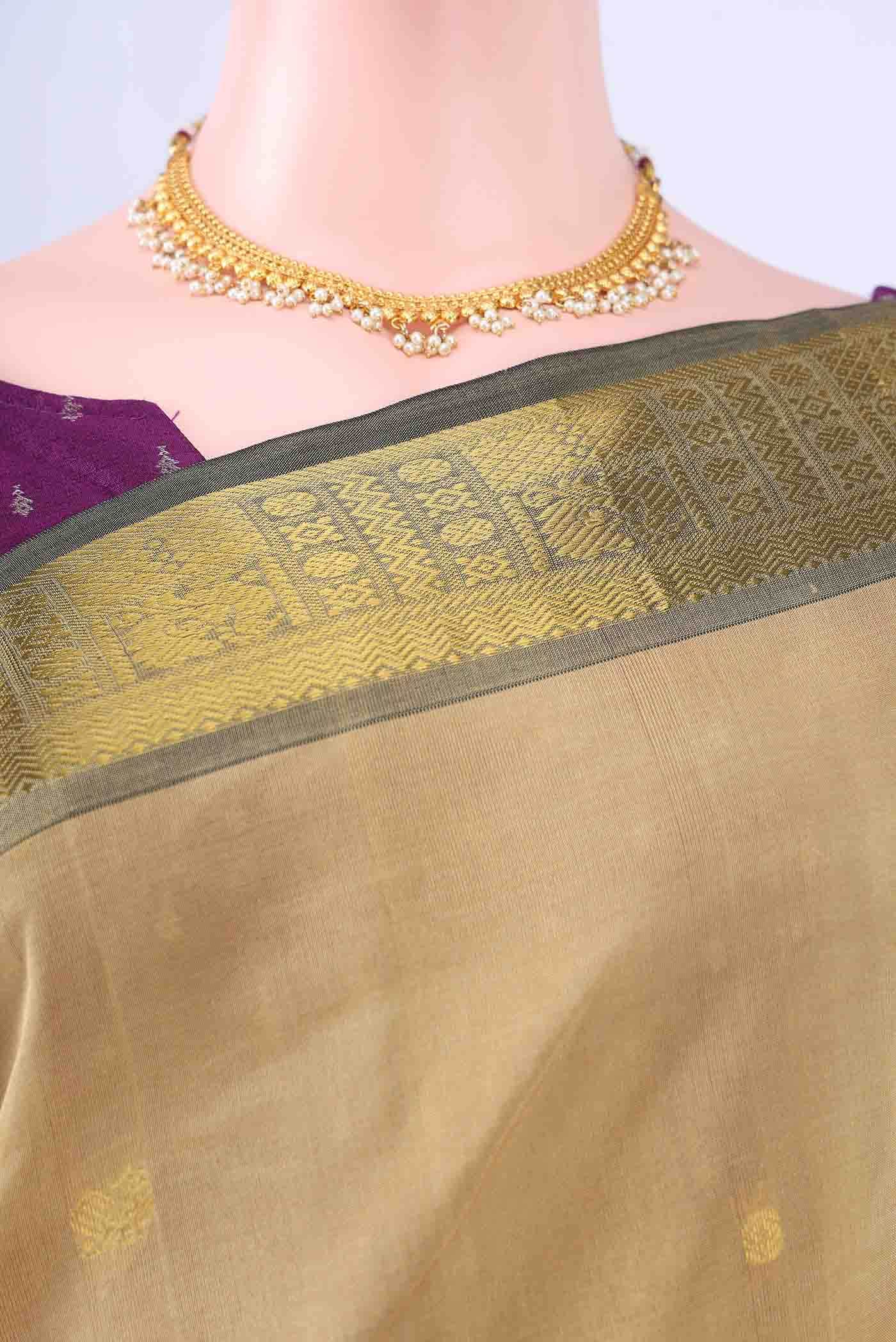 Beige Coimbatore Silk Cotton Saree