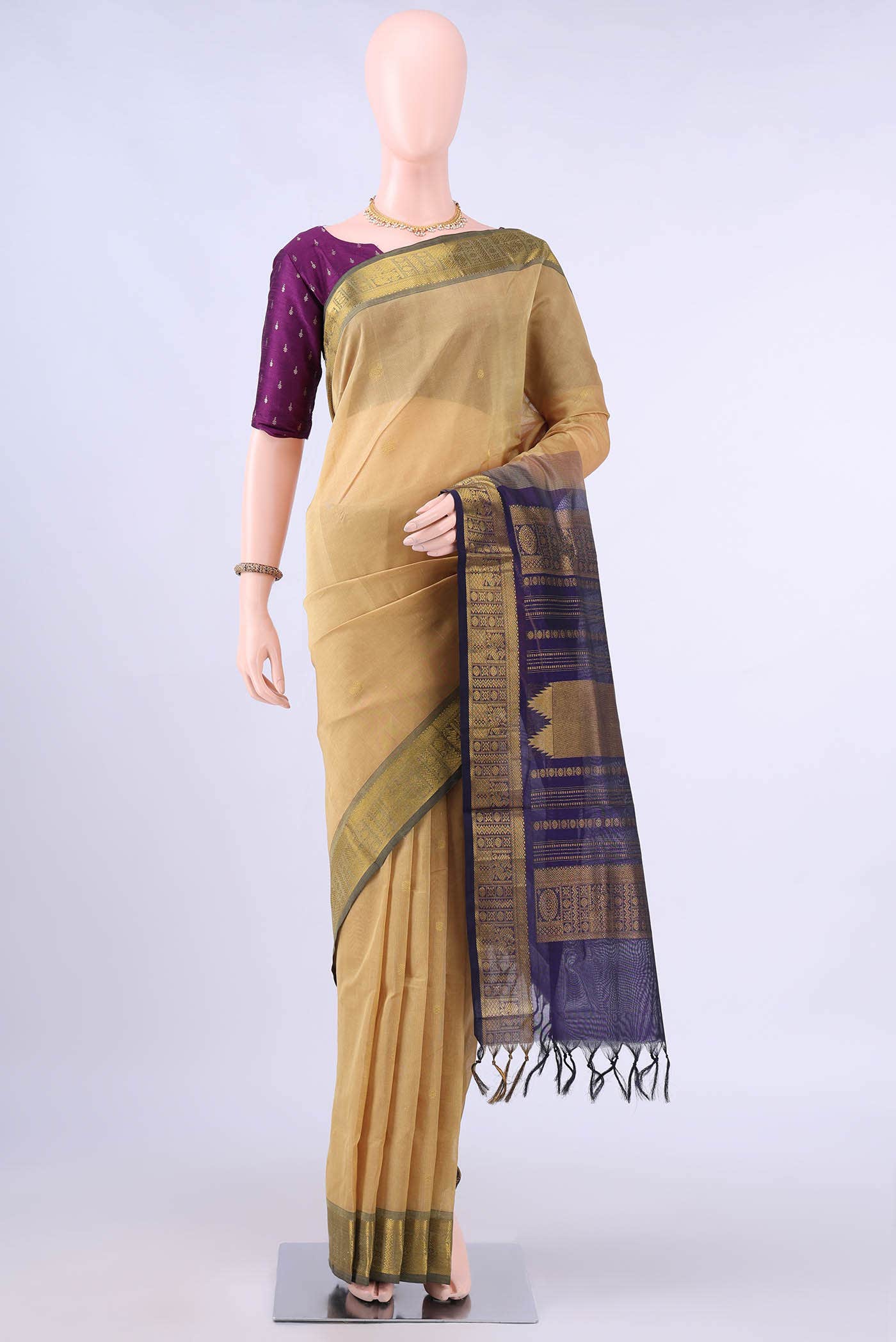 Beige Coimbatore Silk Cotton Saree
