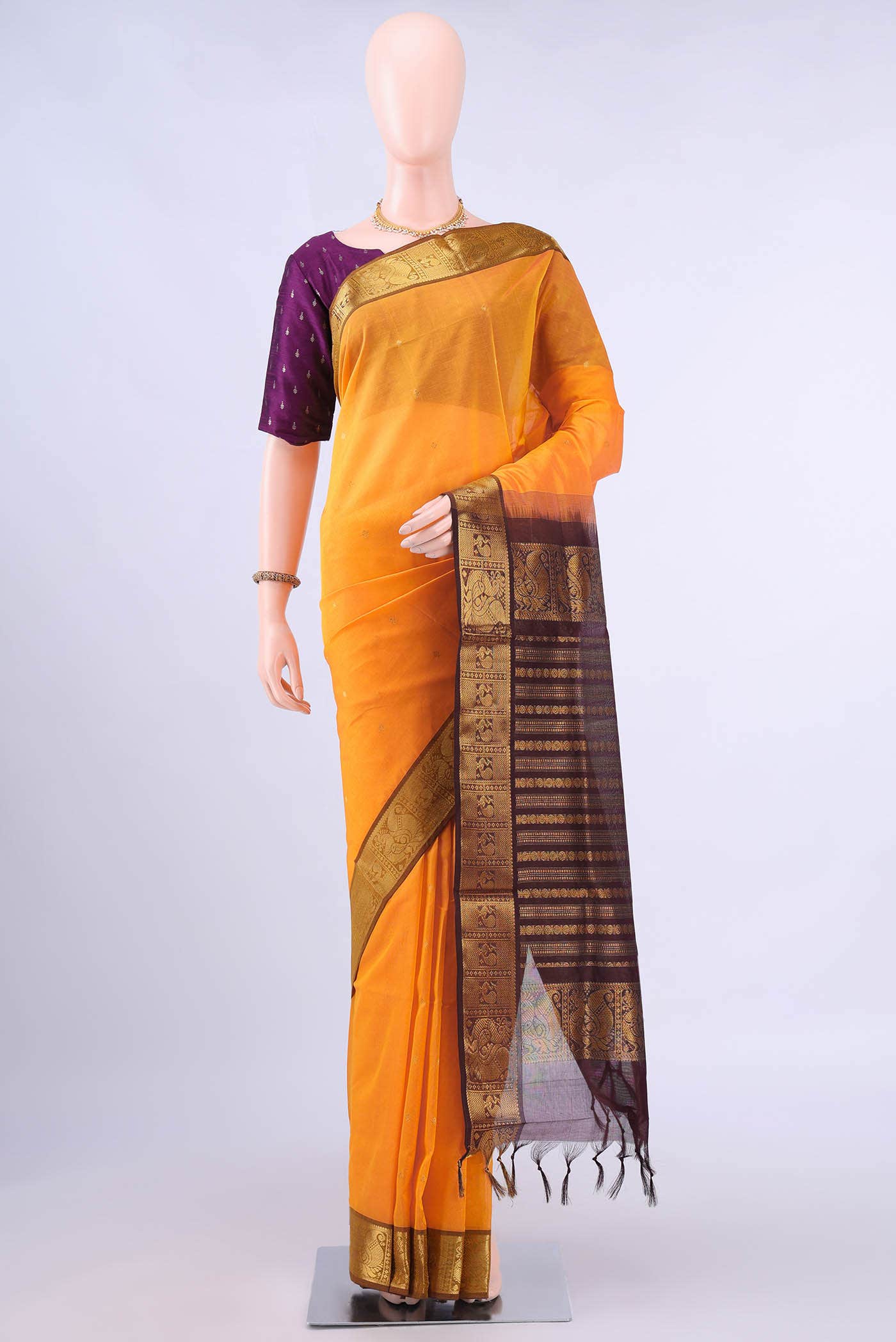 Yellow Coimbatore Silk Cotton Saree