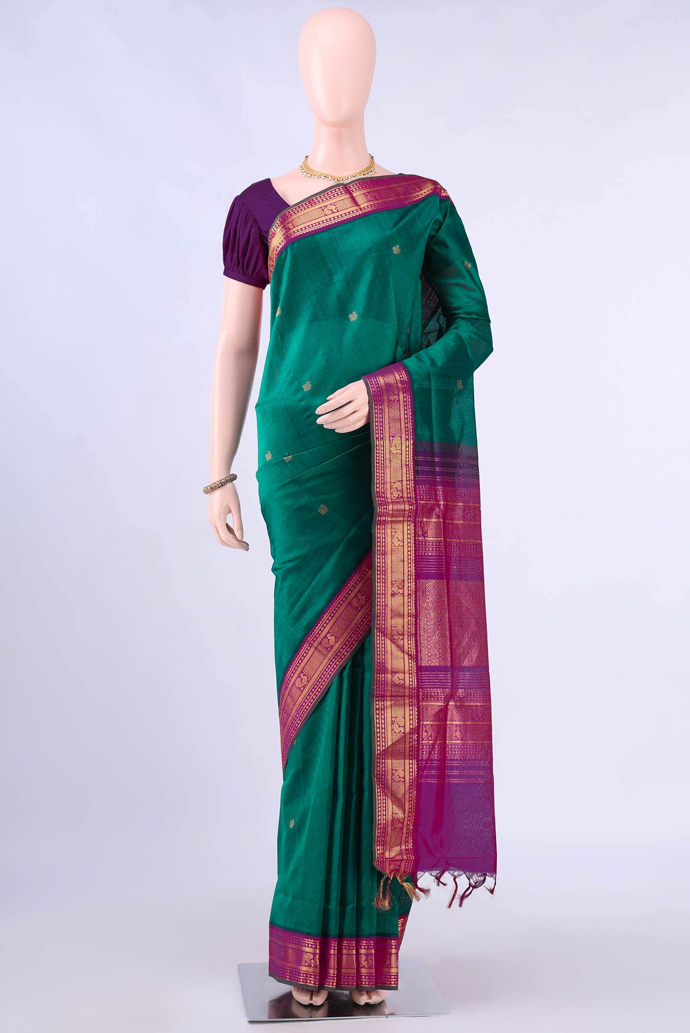 Peacock Blue Coimbatore Silk Cotton Saree