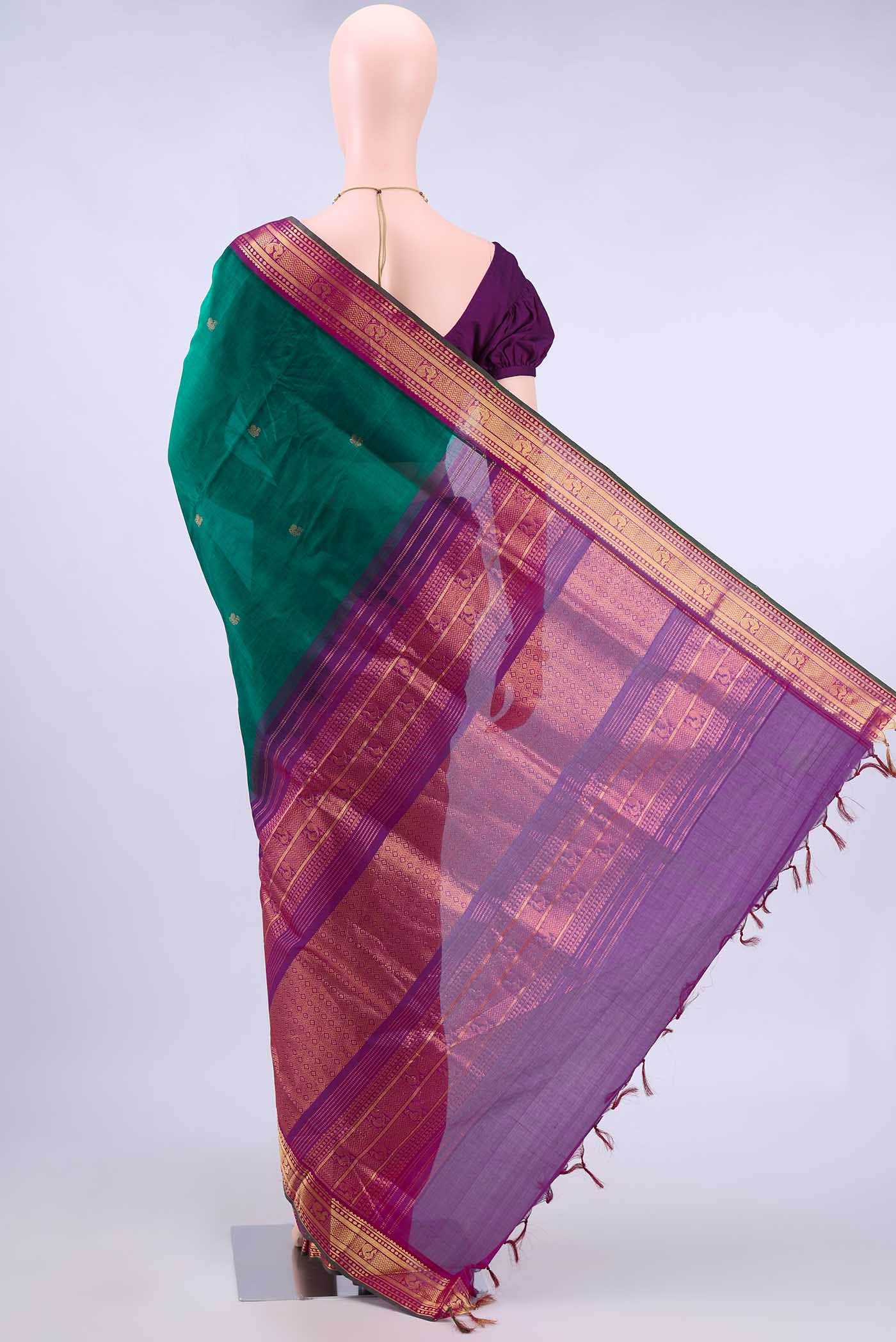 Peacock Blue Coimbatore Silk Cotton Saree
