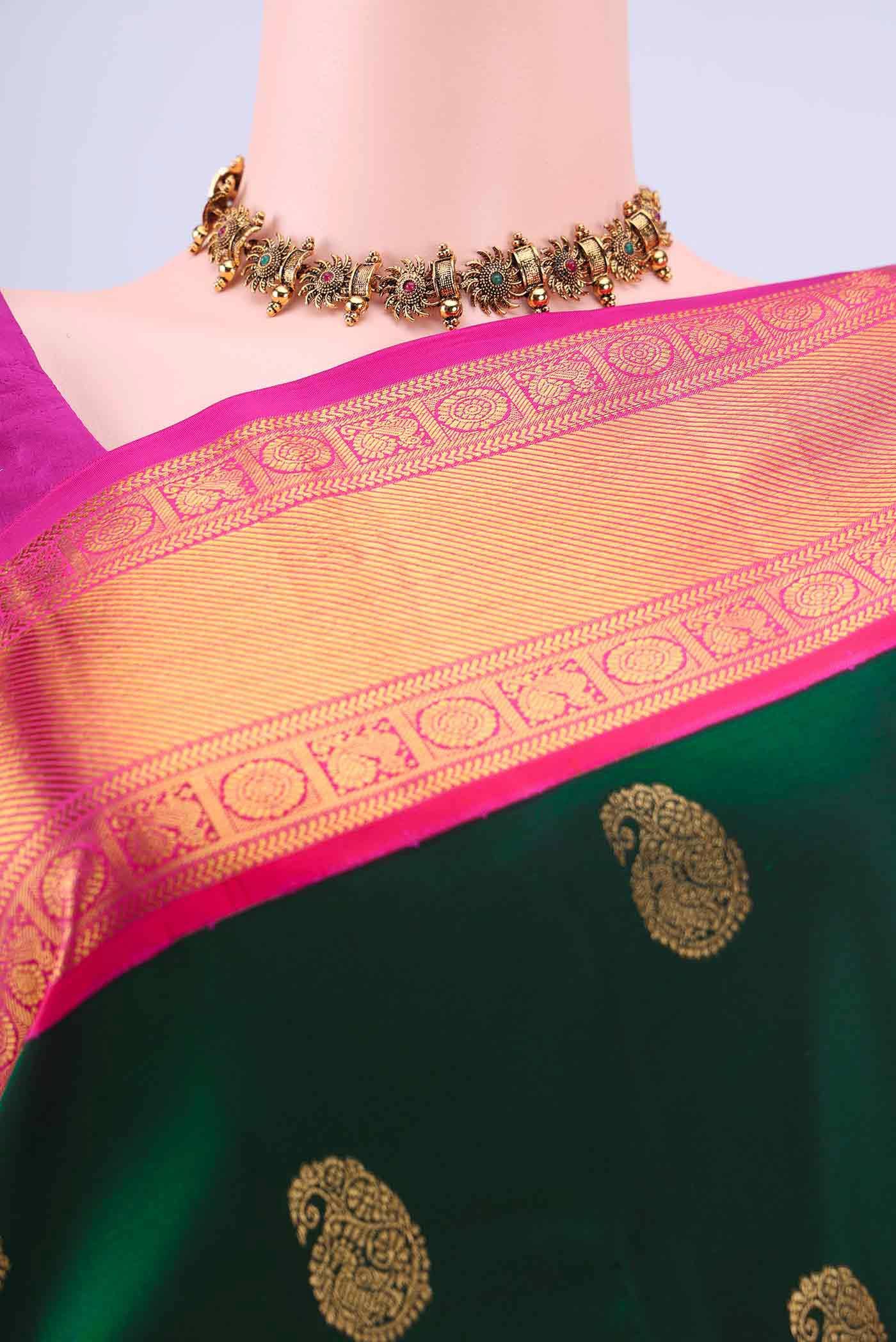 Bottle Green Kanchipuram Saree