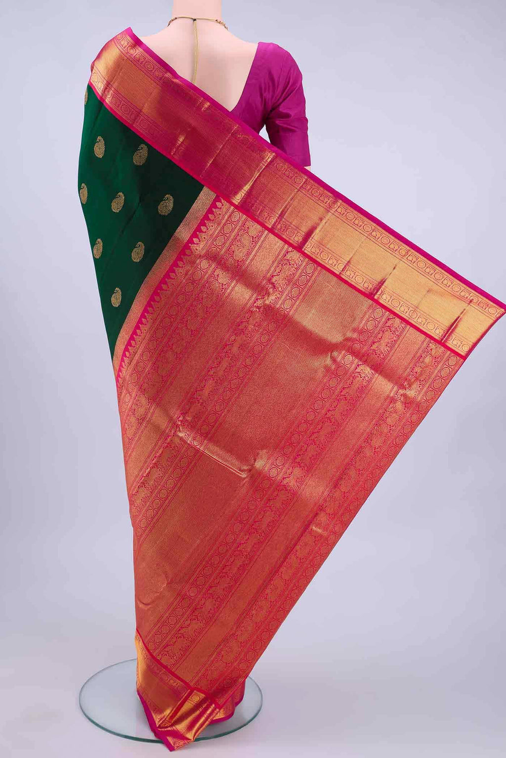 Bottle Green Kanchipuram Saree