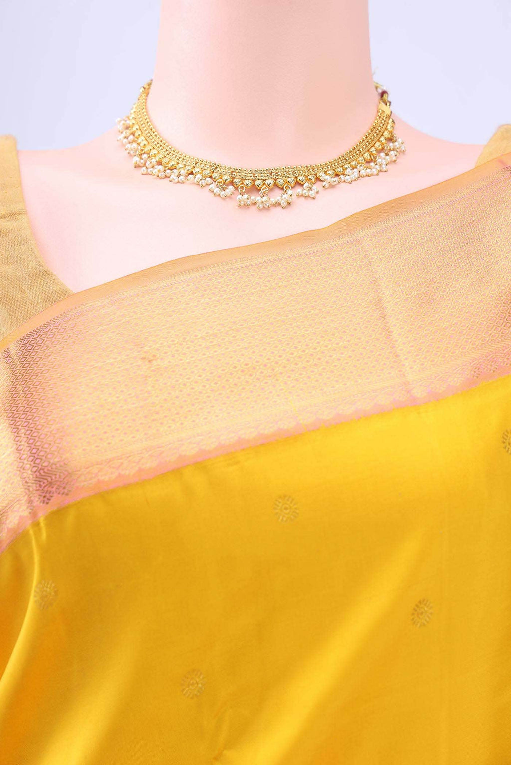 Lemon Yellow Kanchipuram Silk Saree