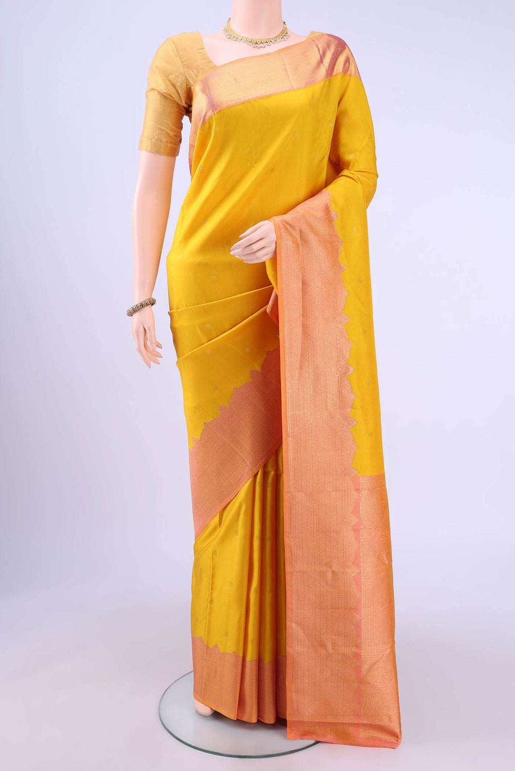 Lemon Yellow Kanchipuram Silk Saree