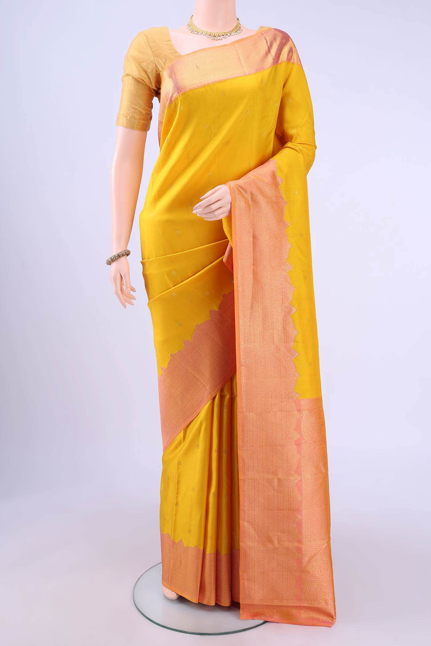 Lemon Yellow Kanchipuram Silk Saree
