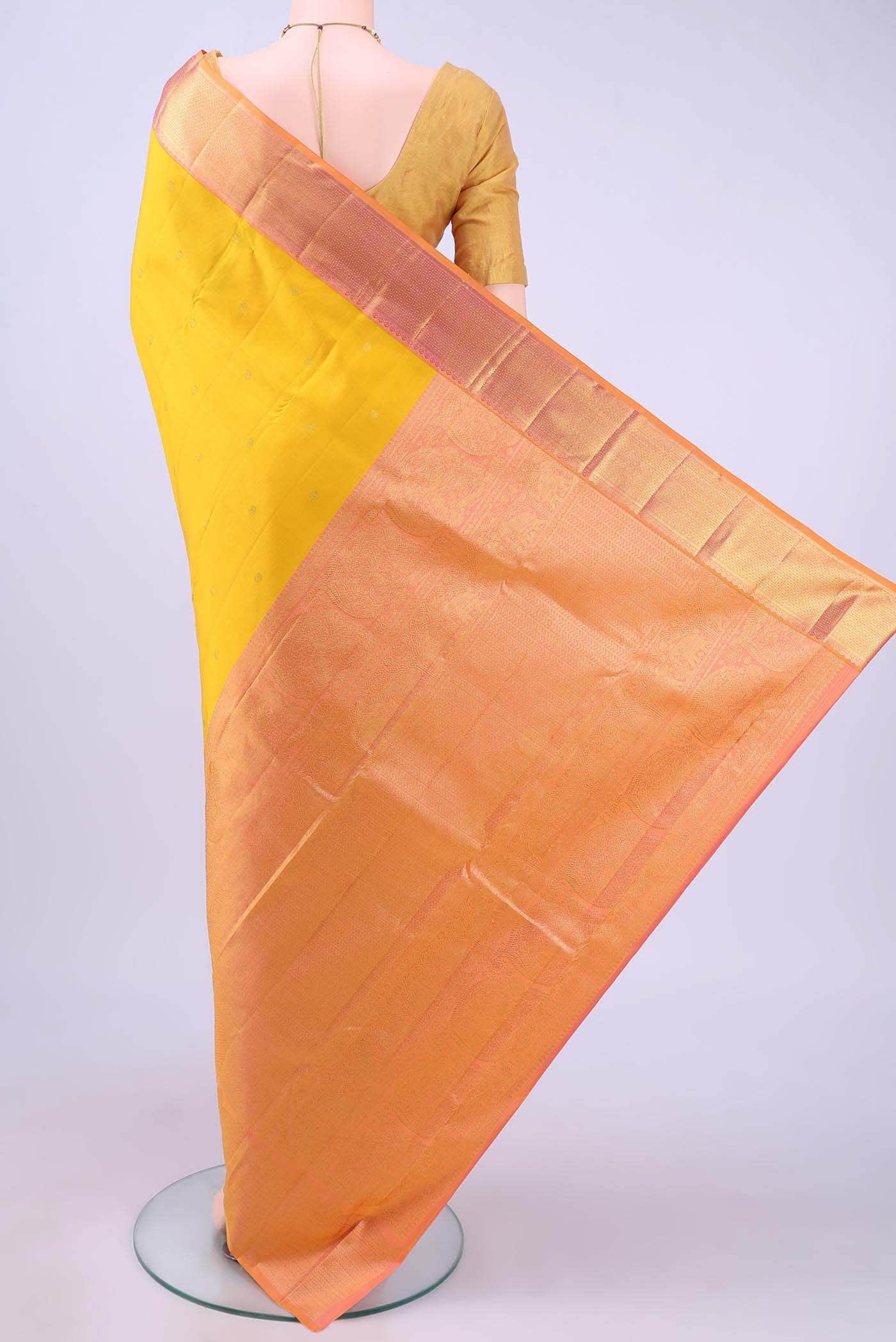 Lemon Yellow Kanchipuram Silk Saree