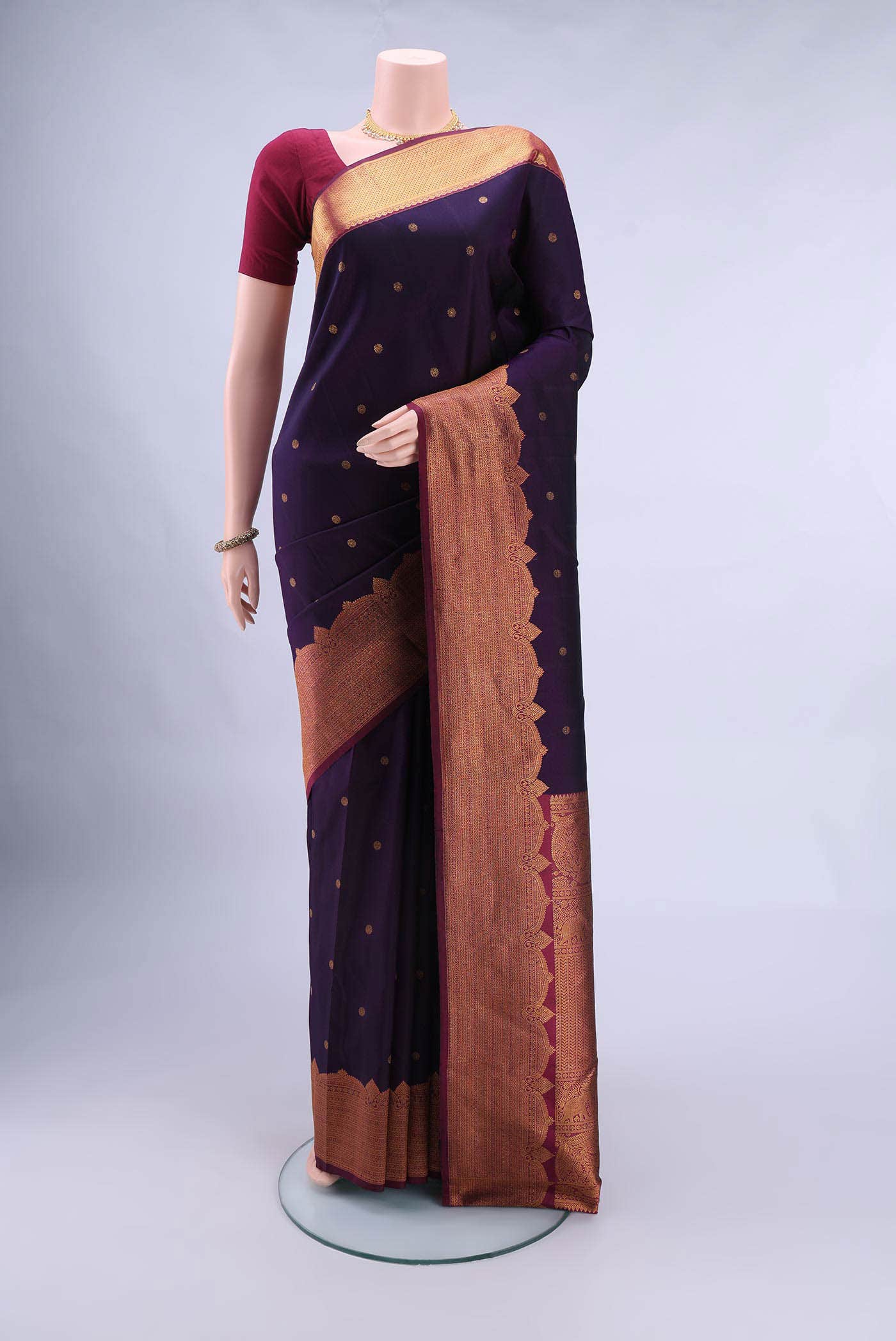 Burgundy Kanchipuram Saree