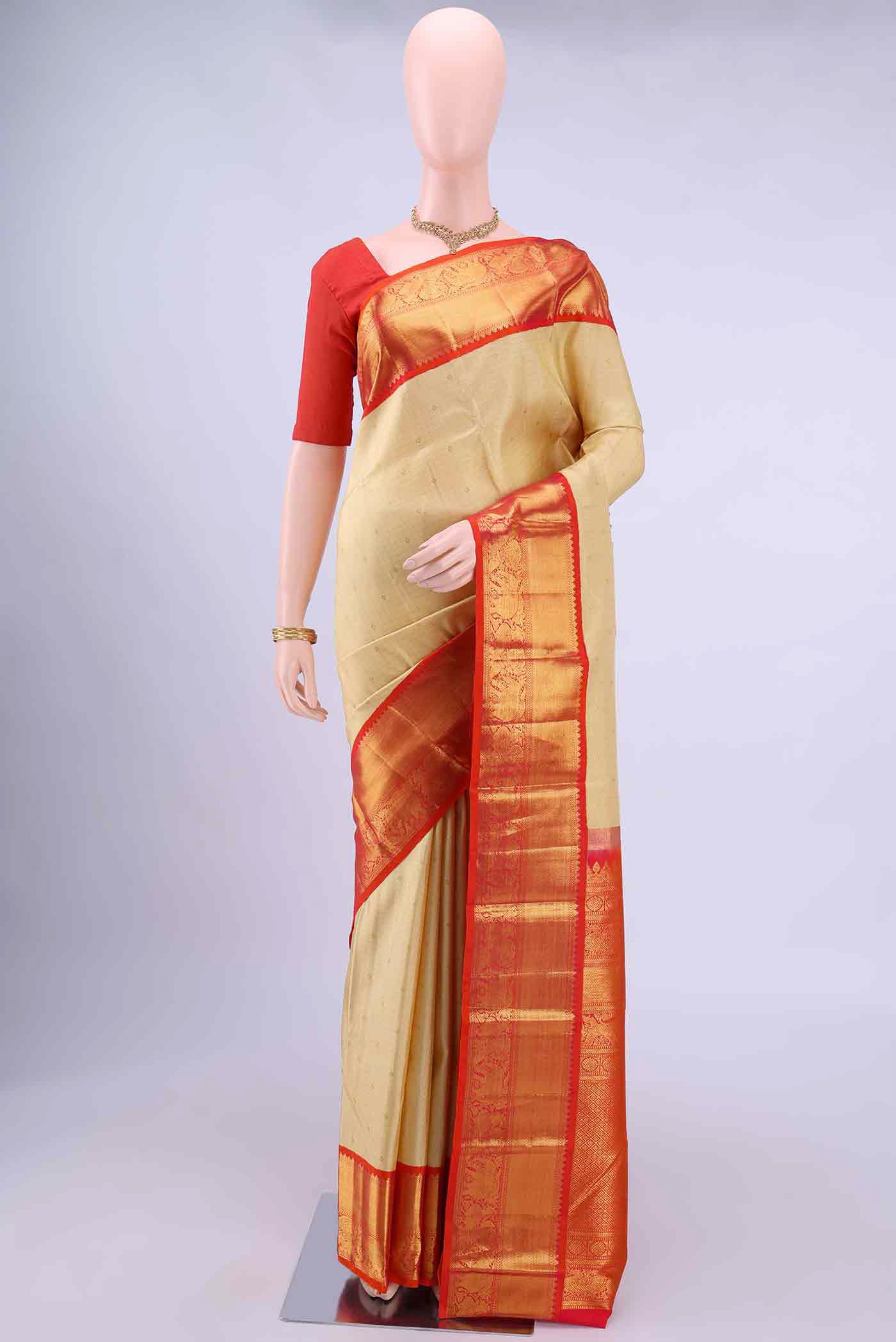 Beige Kanchipuram Saree