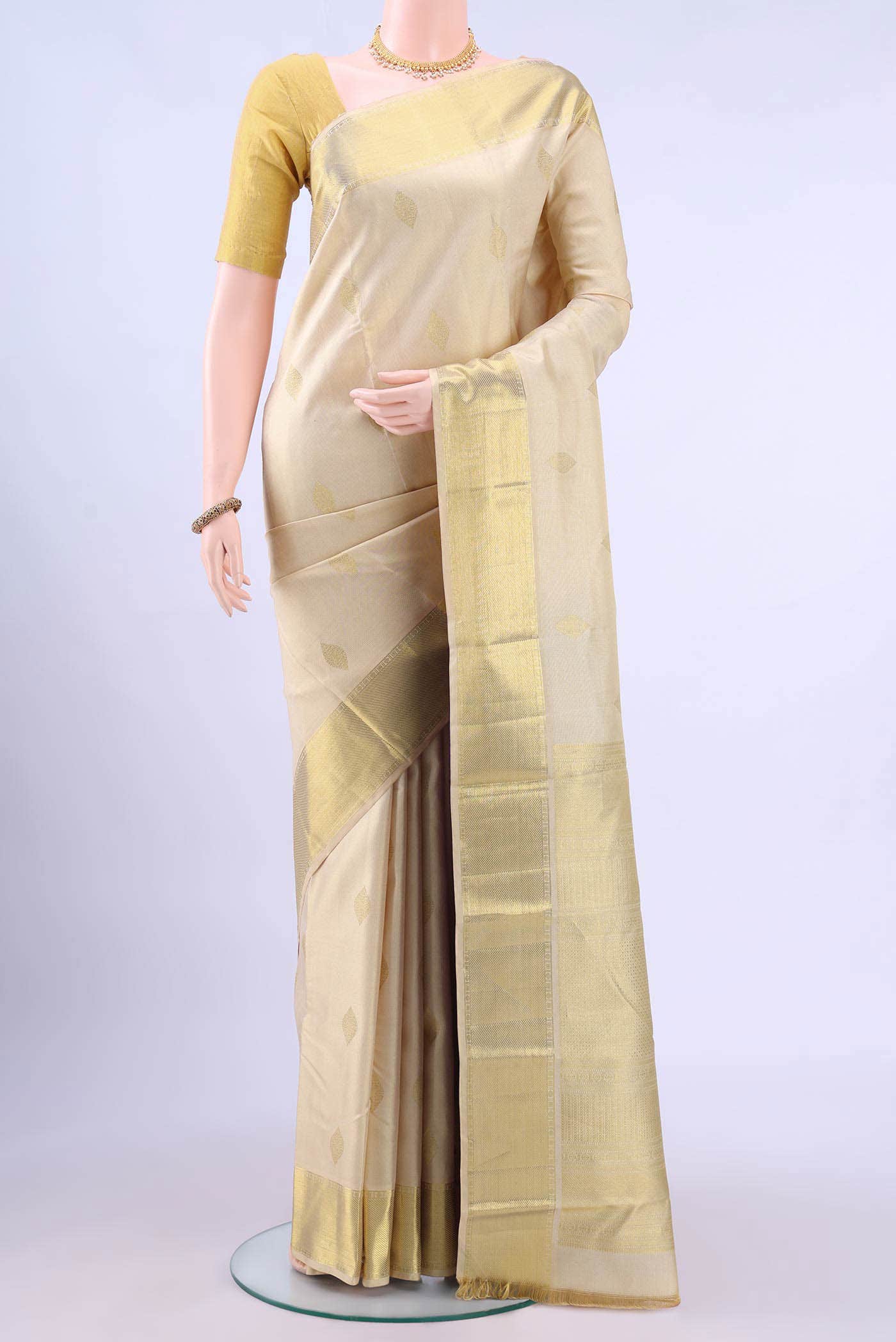 Cream Kanchipuram Saree