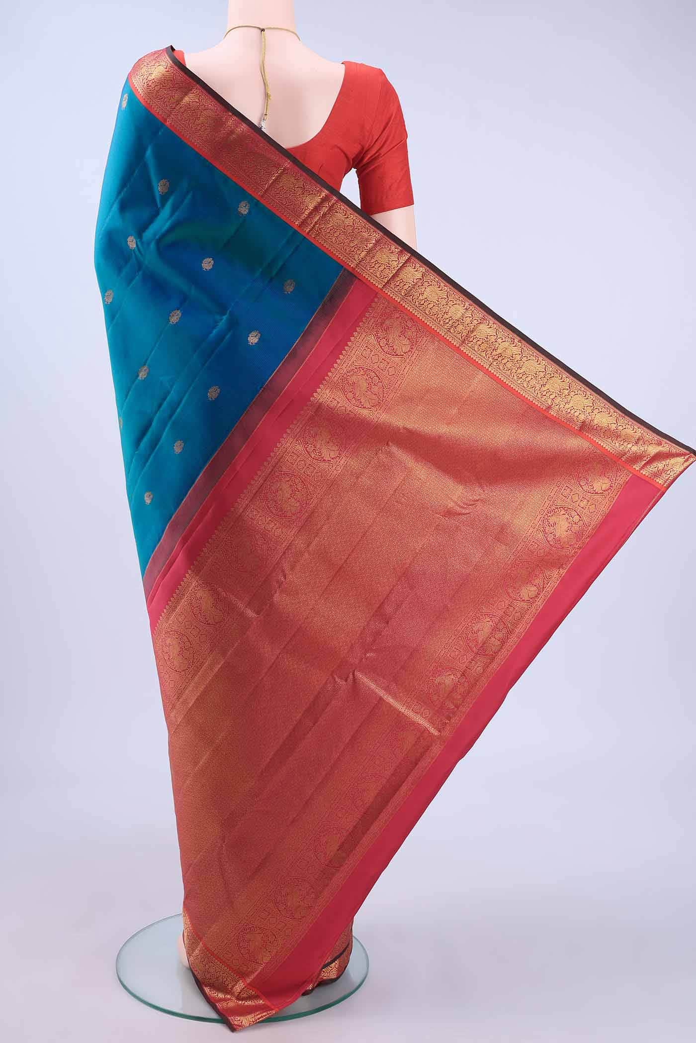 Peacock Blue Kanchipuram Saree