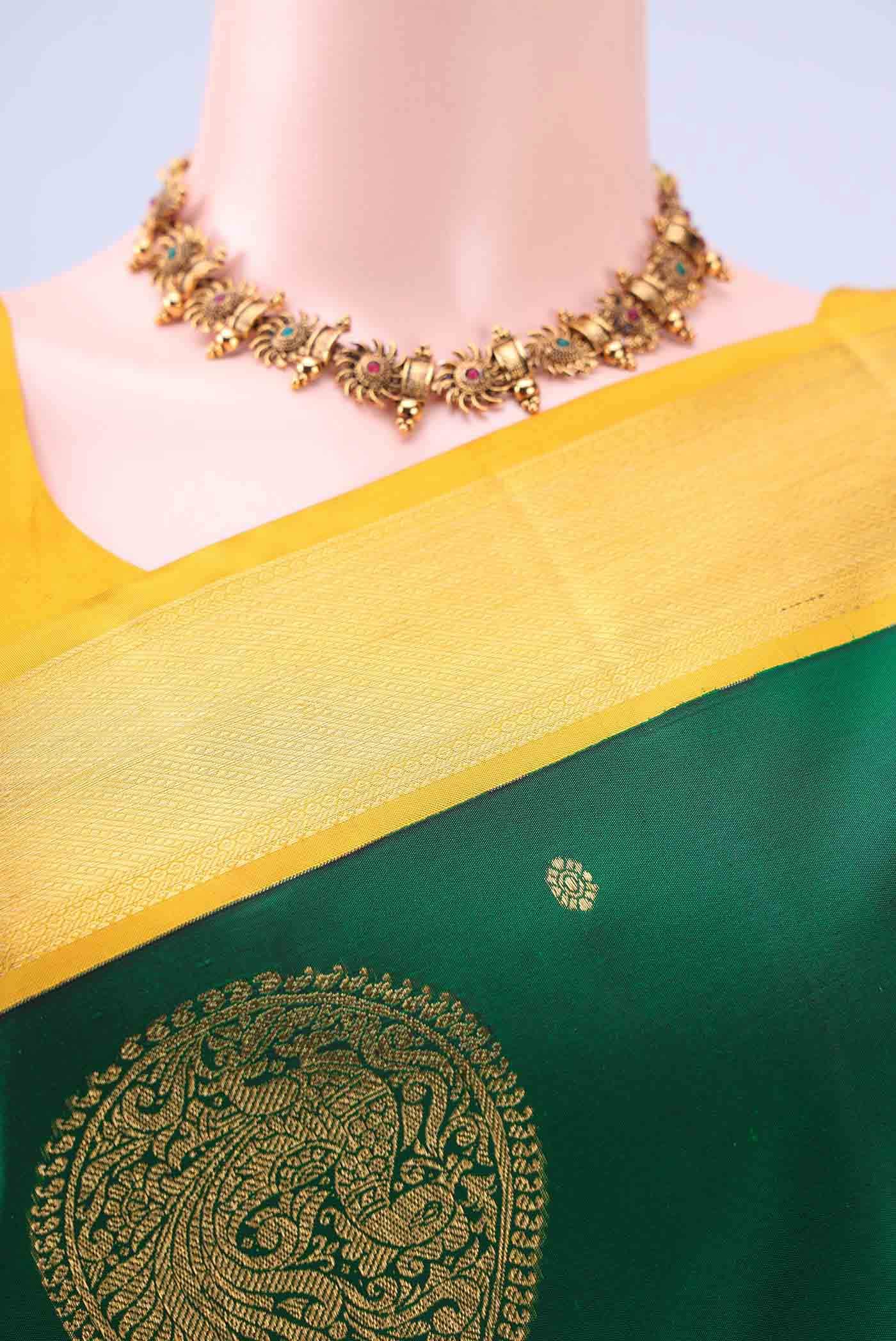 Bottle Green Kanchipuram Saree