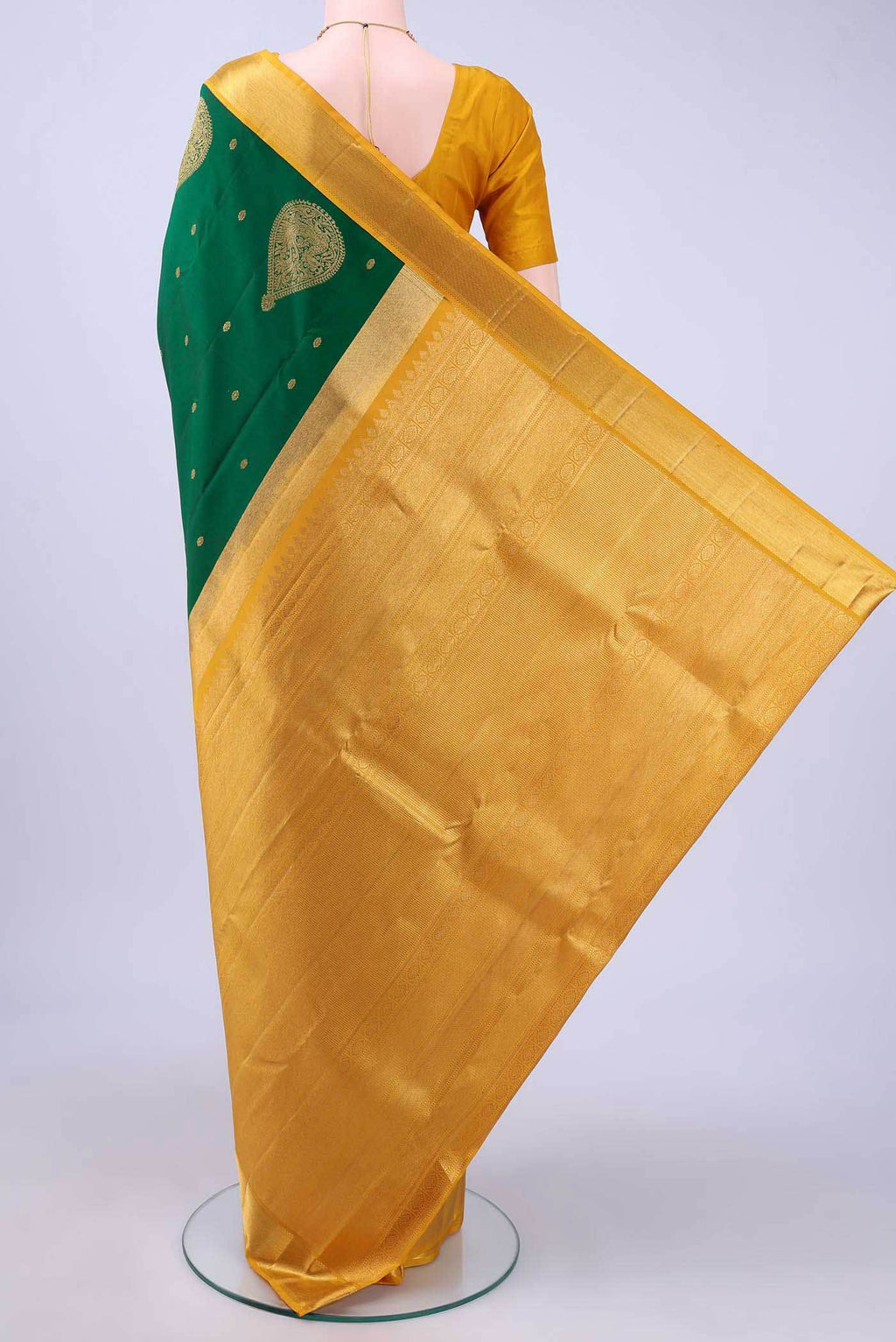 Bottle Green Kanchipuram Saree