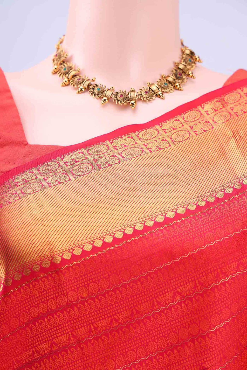 Brick Orange Kanchipuram Saree