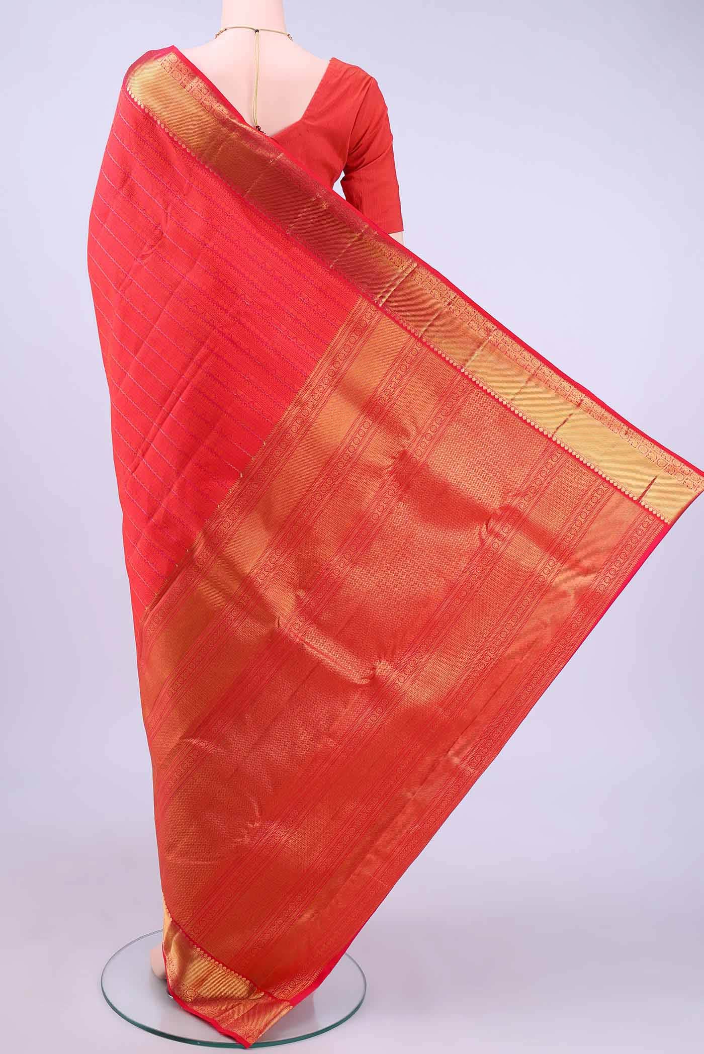Brick Orange Kanchipuram Saree