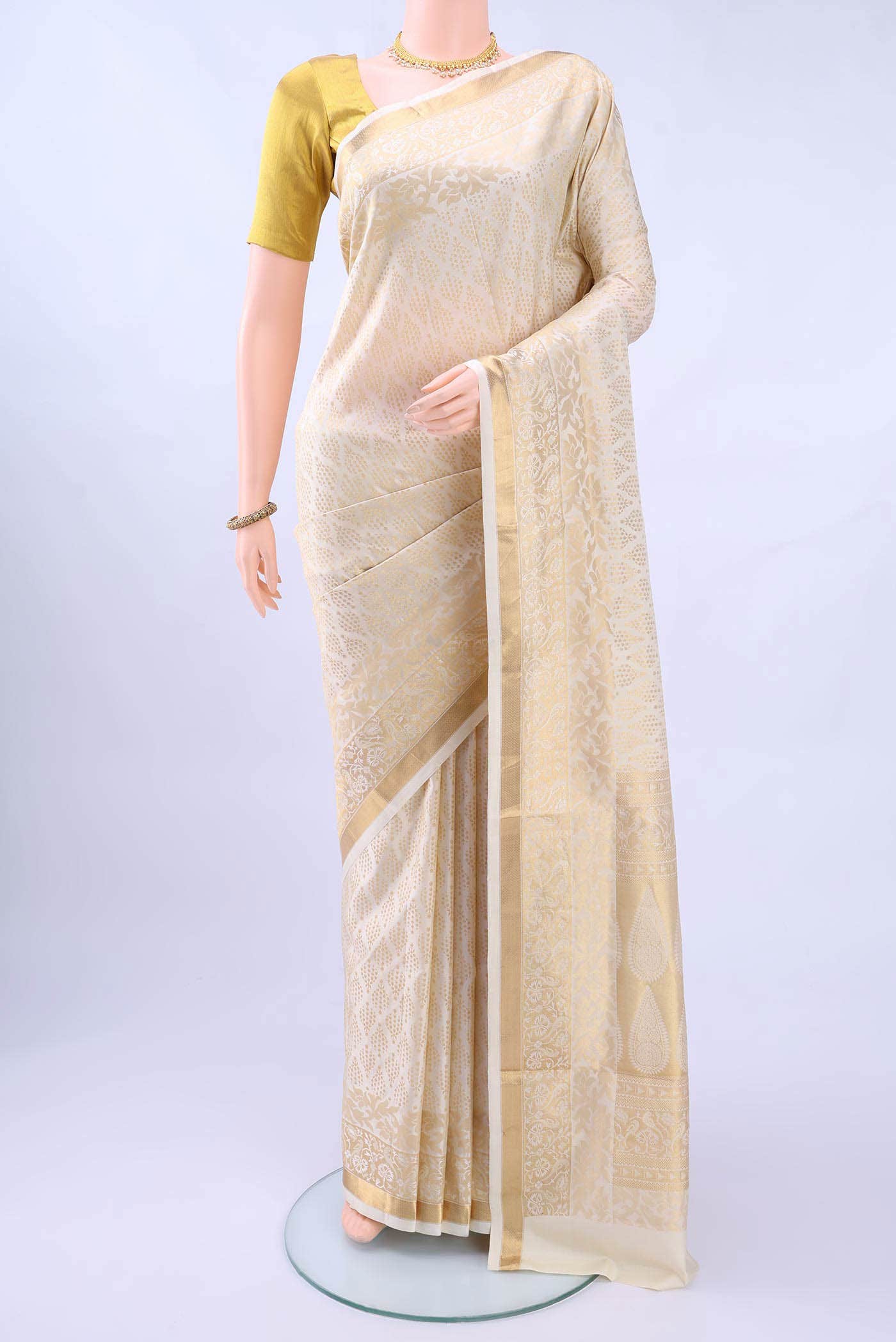 Off White Soft Silk Saree