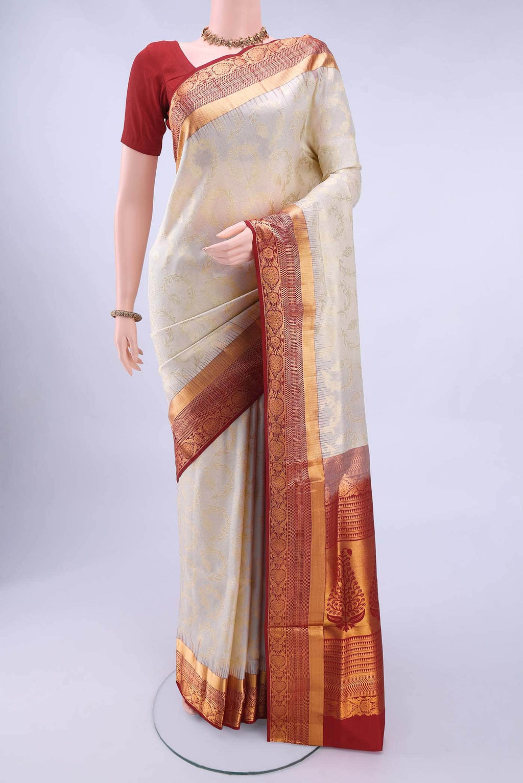 Off White Soft Silk Saree