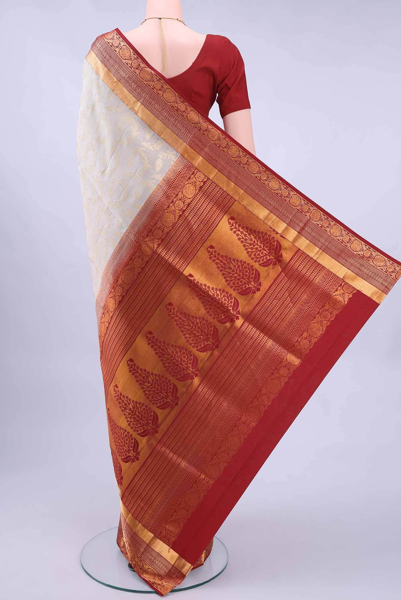 Off White Soft Silk Saree