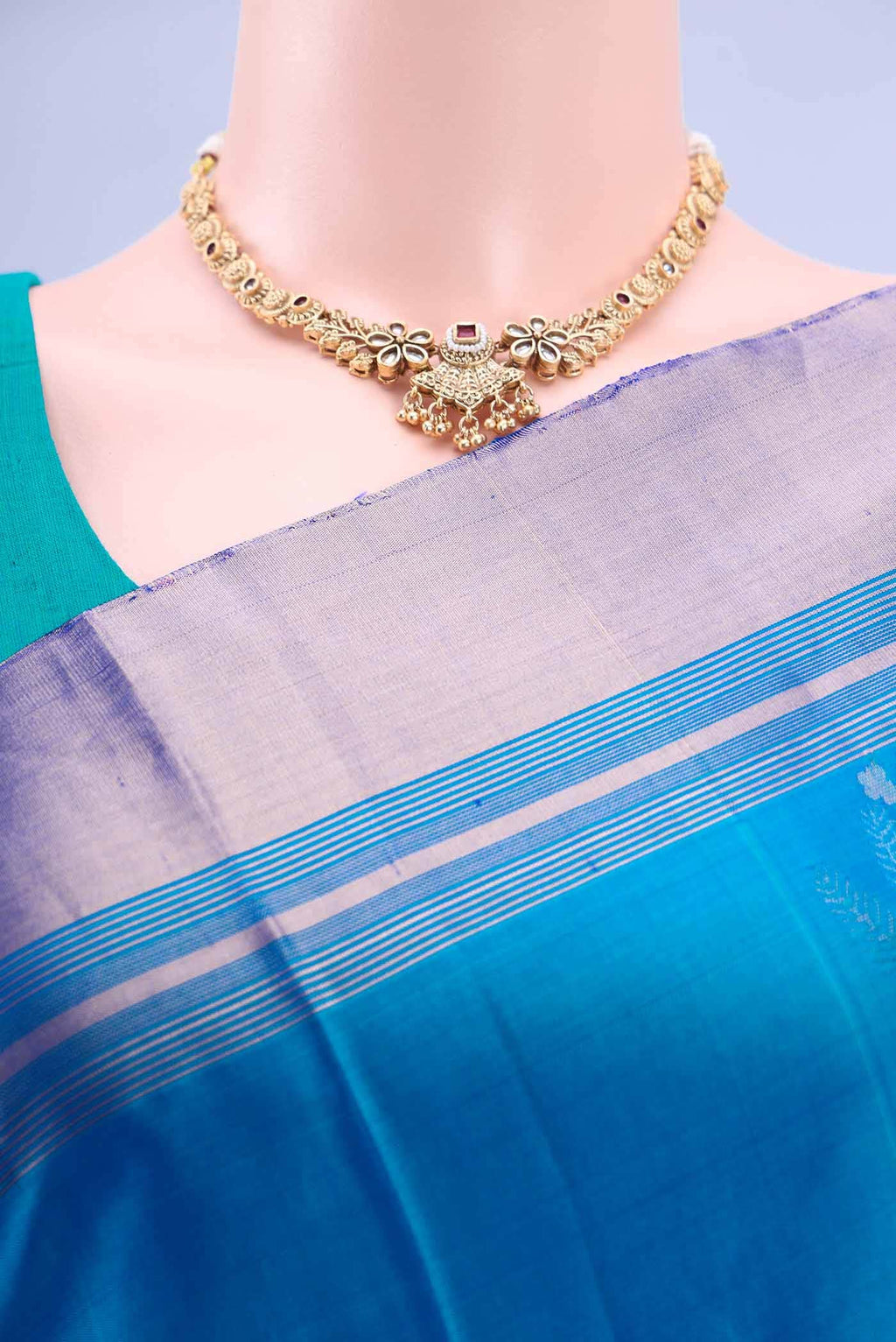 Peacock Blue Soft Silk Saree