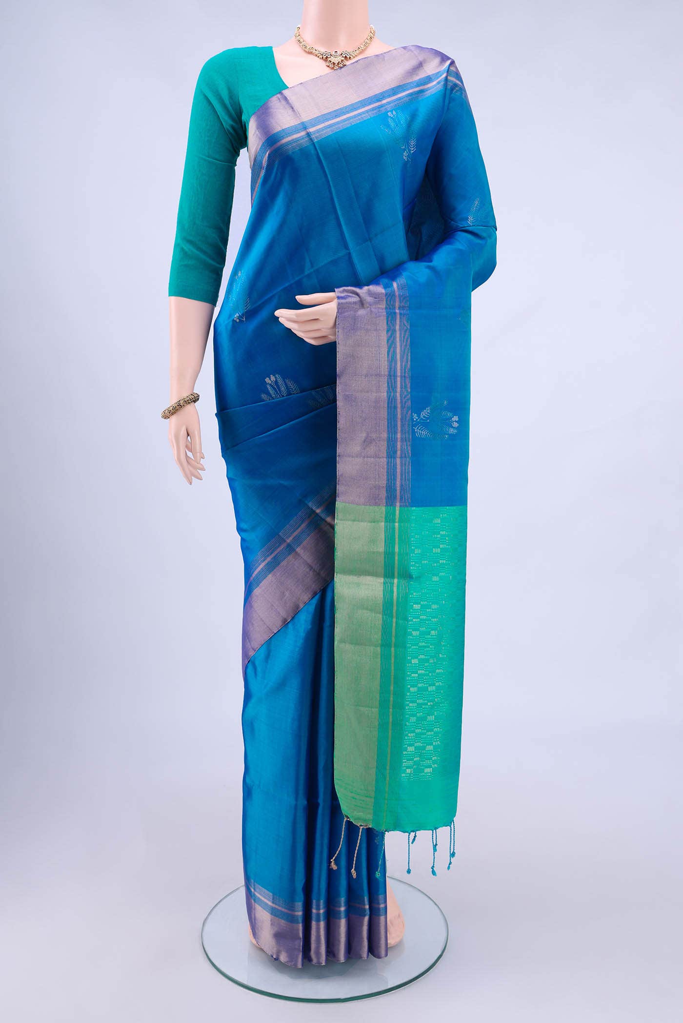 Peacock Blue Soft Silk Saree
