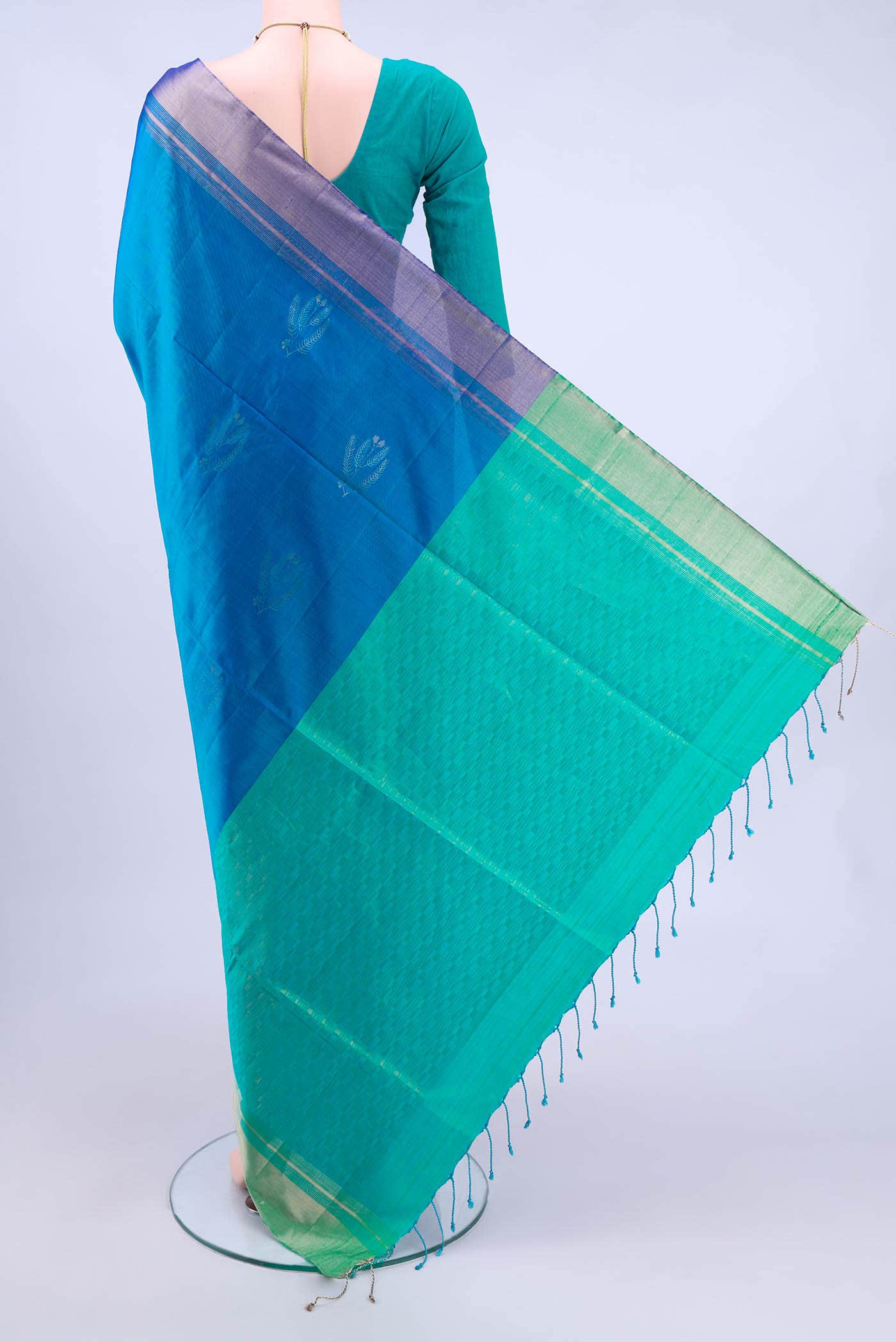 Peacock Blue Soft Silk Saree